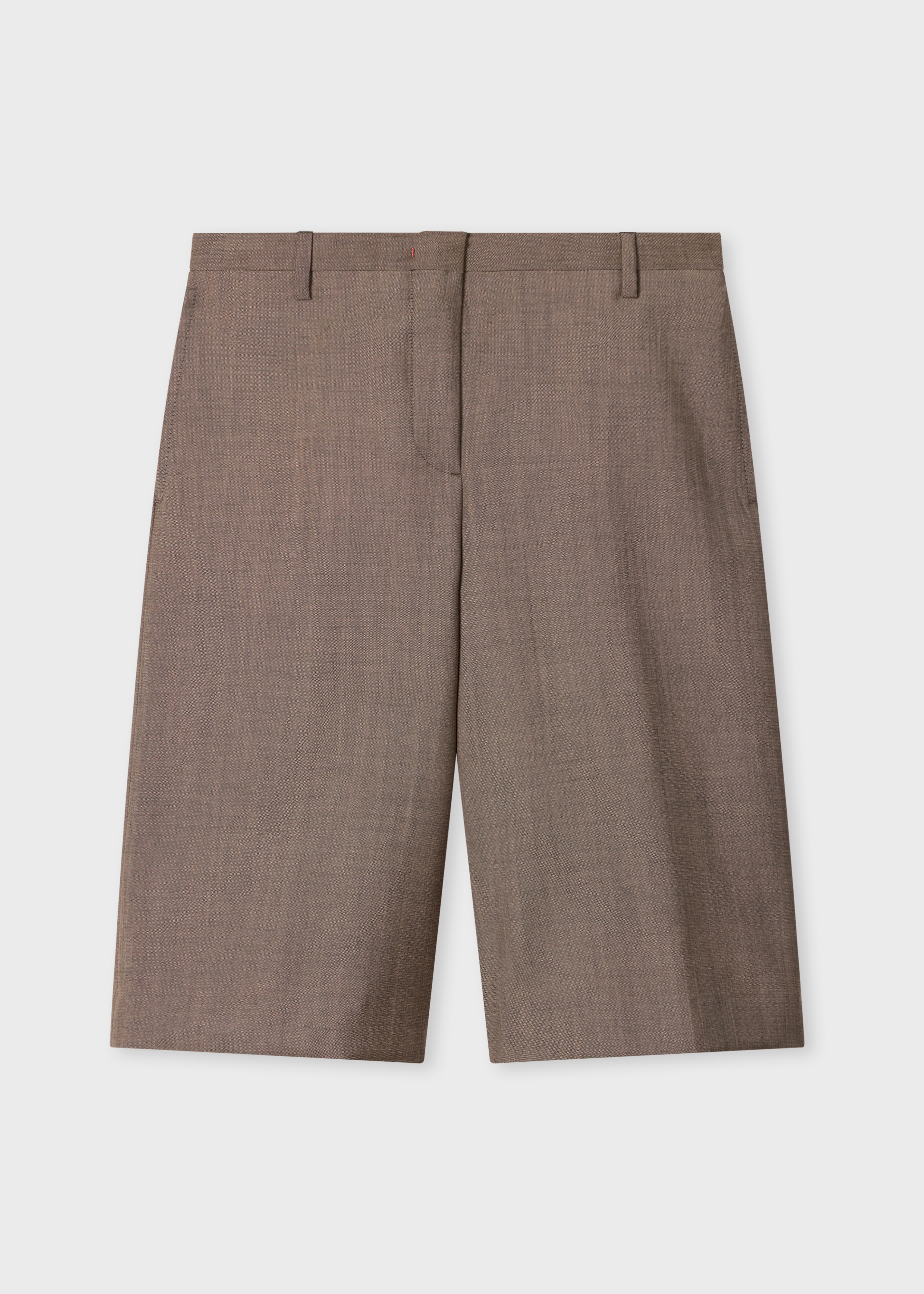 Women's Brown Mohair-Wool Longline Tailored Shorts