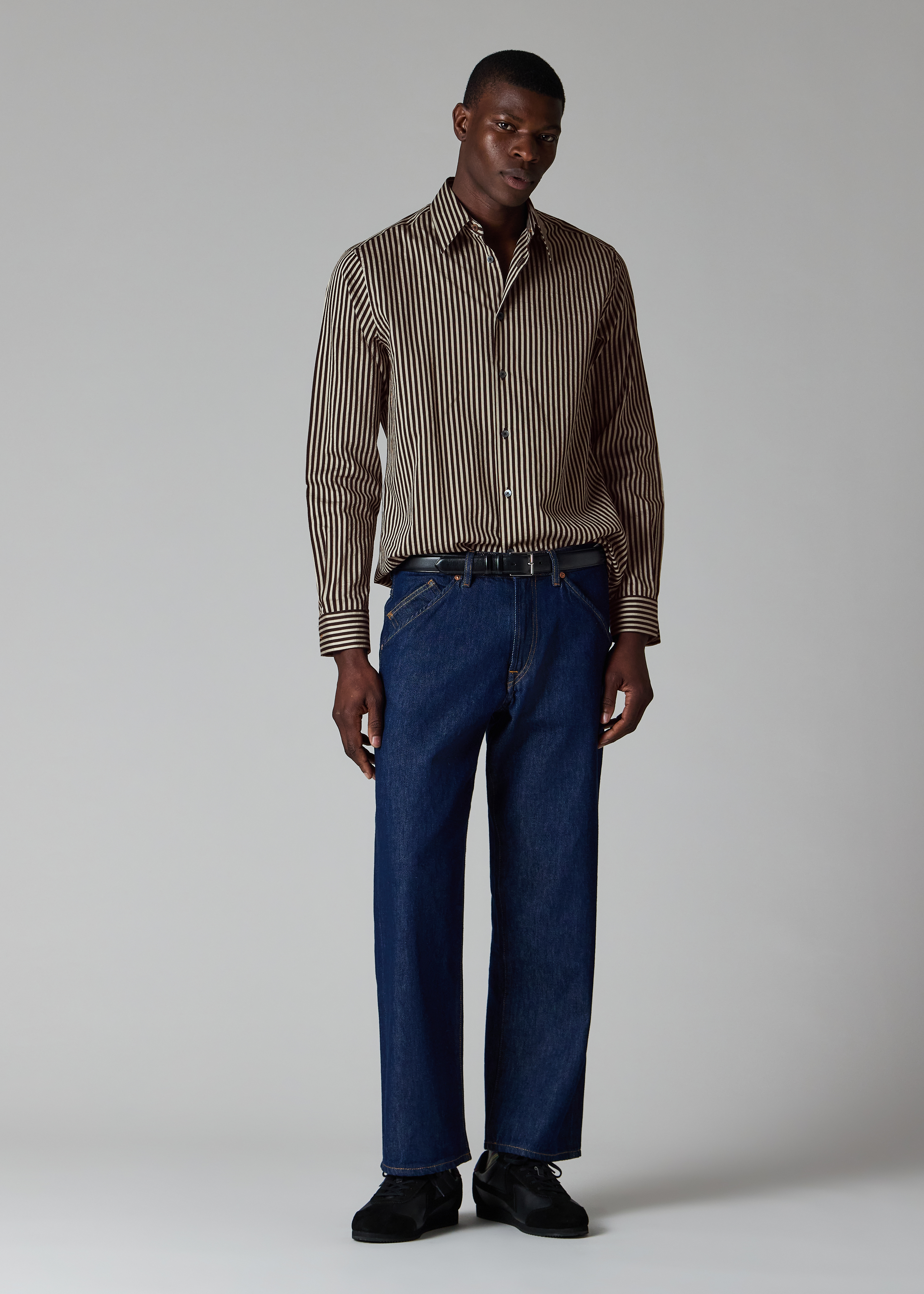 Black Stripe Cotton-Silk Shirt