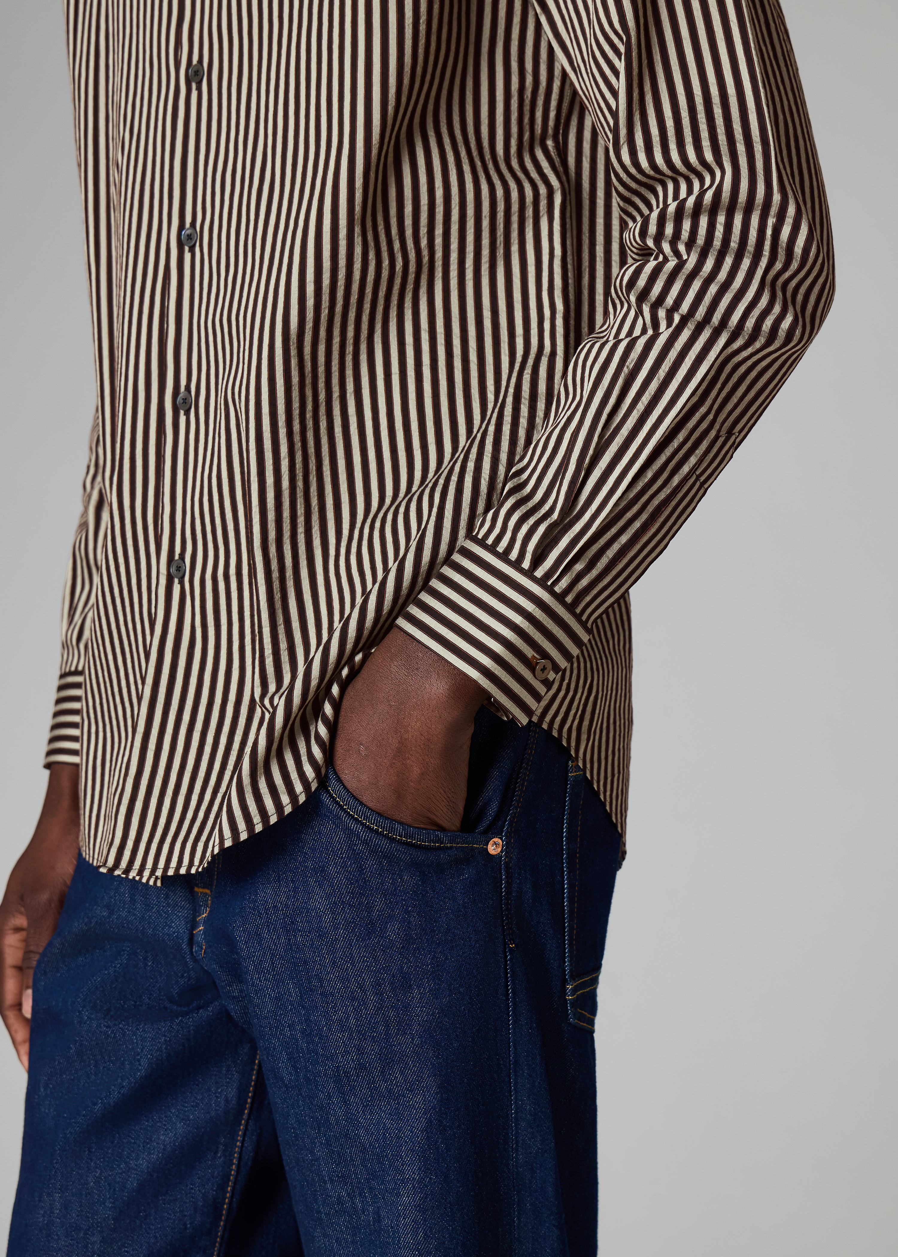 Black Stripe Cotton-Silk Shirt