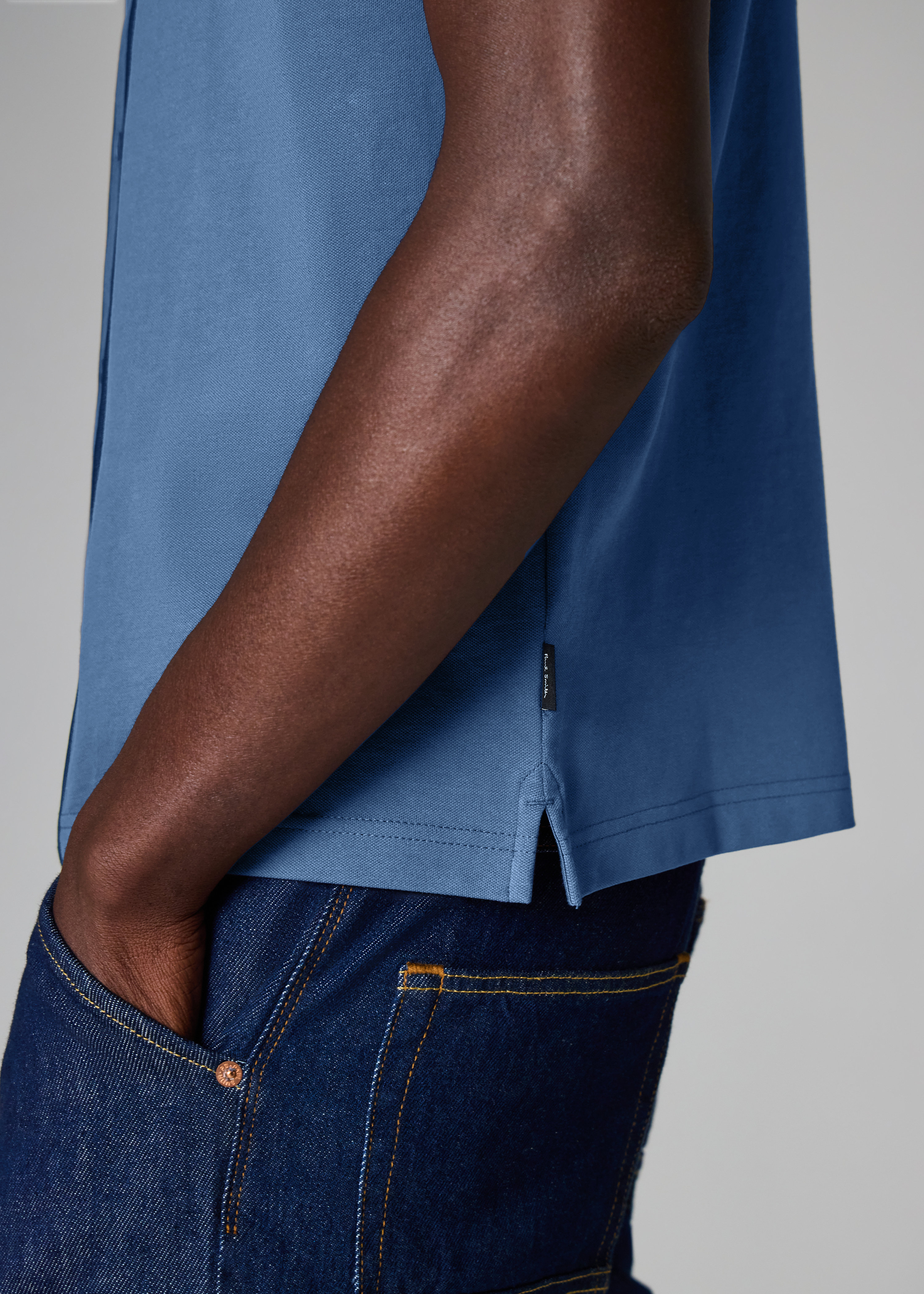 Mid Blue Button-Through Polo Shirt