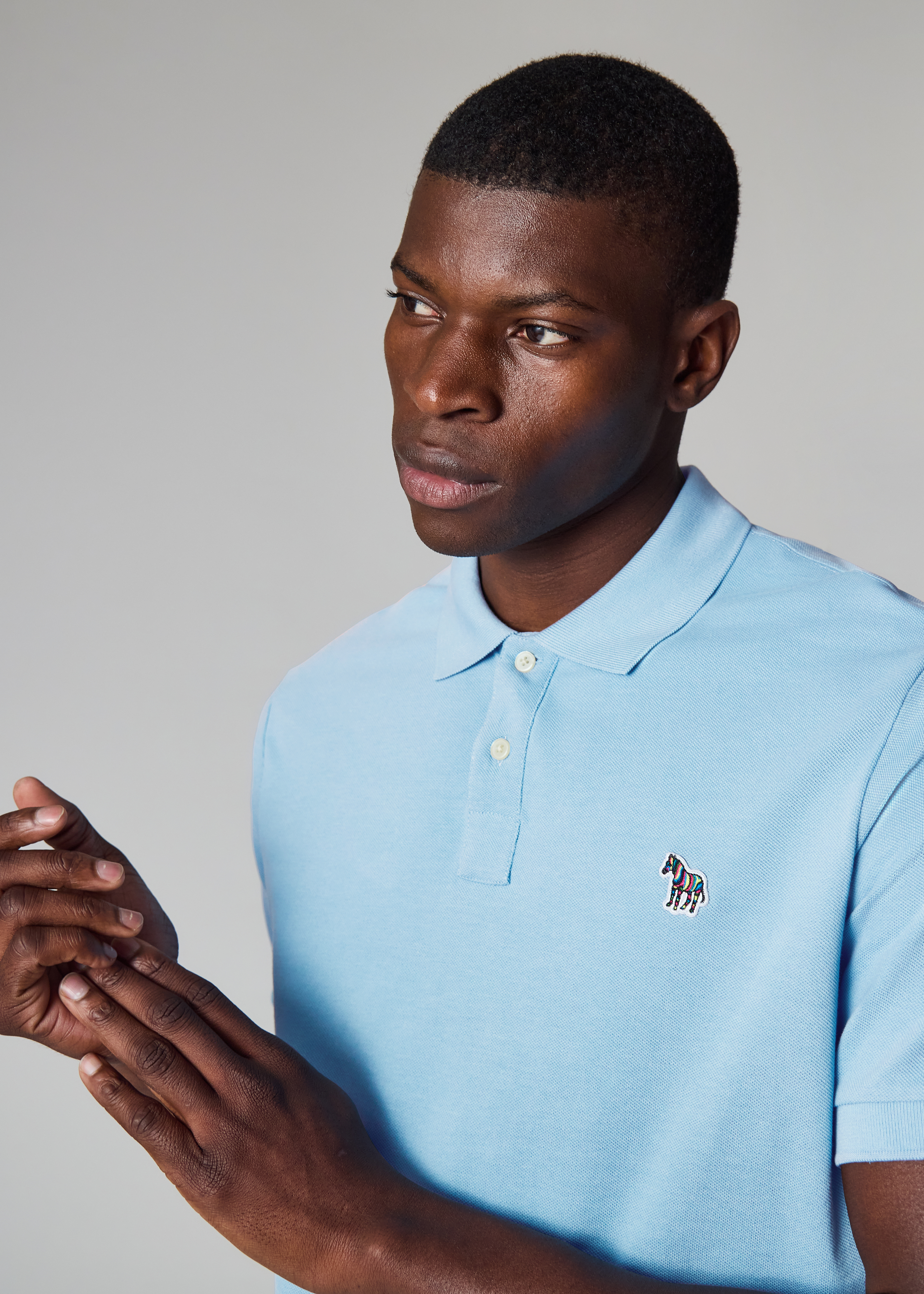 Light Blue Organic Cotton Zebra Polo Shirt