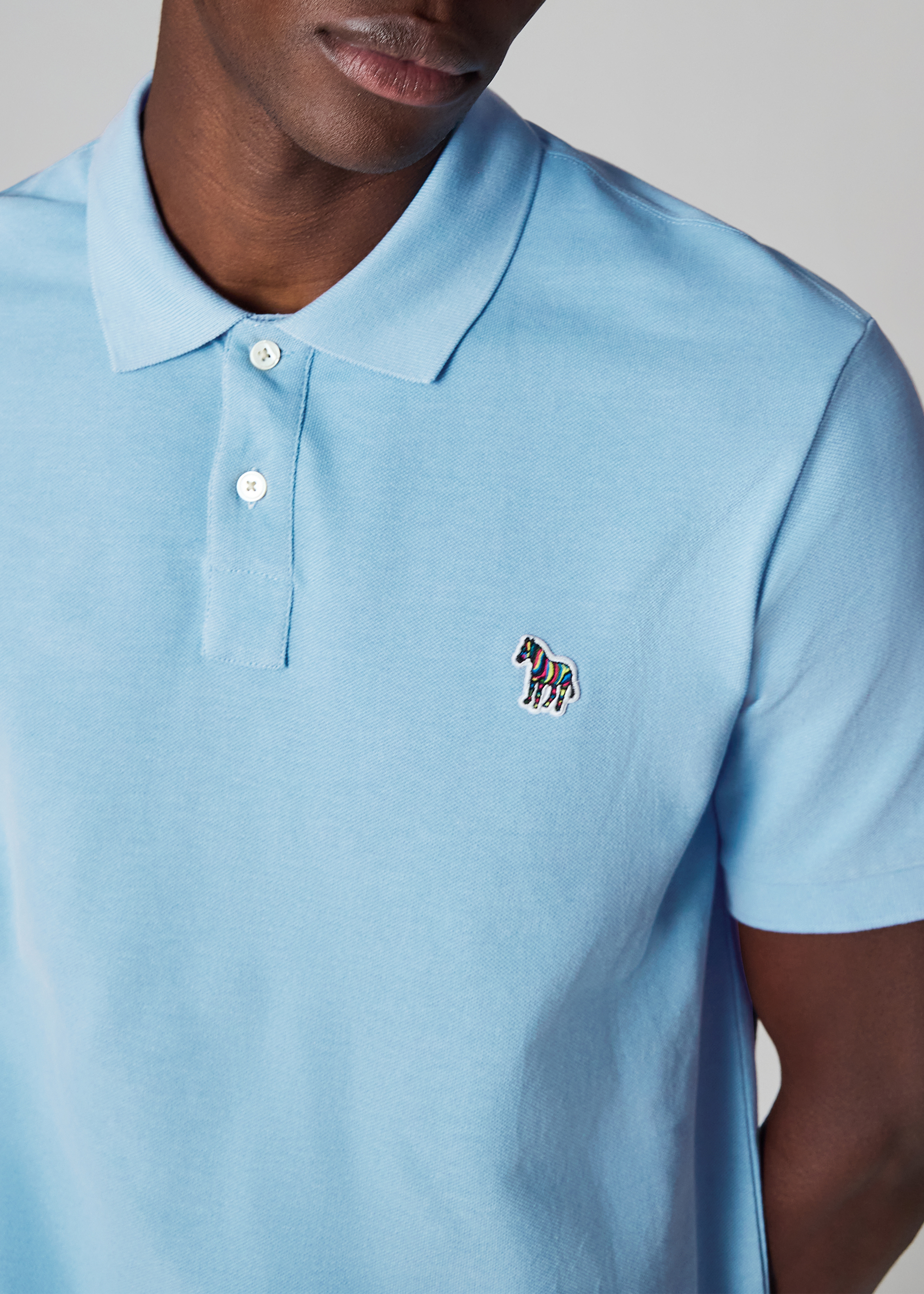Light Blue Organic Cotton Zebra Polo Shirt