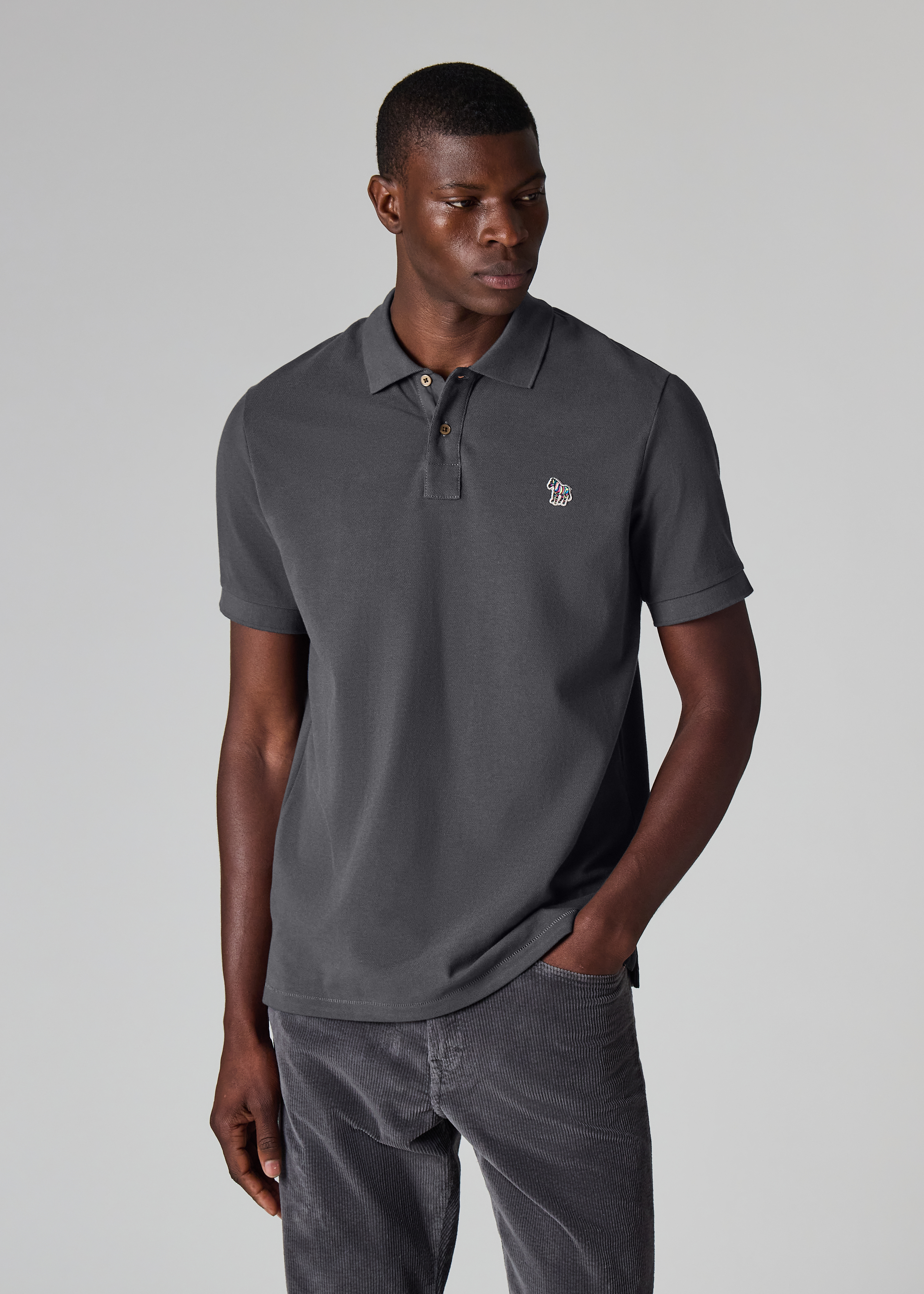 Charcoal Organic Cotton Zebra Polo Shirt