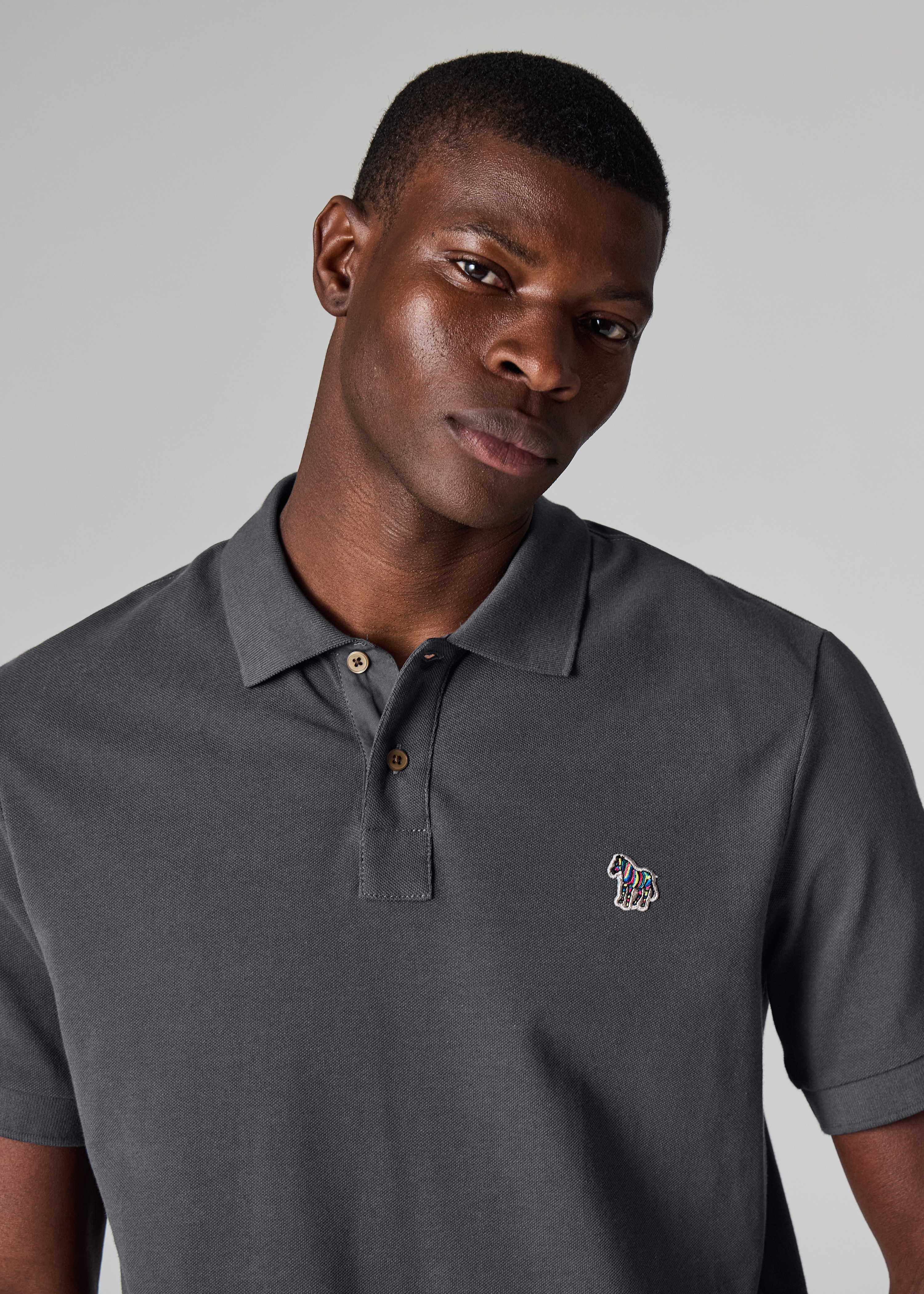 Charcoal Organic Cotton Zebra Polo Shirt