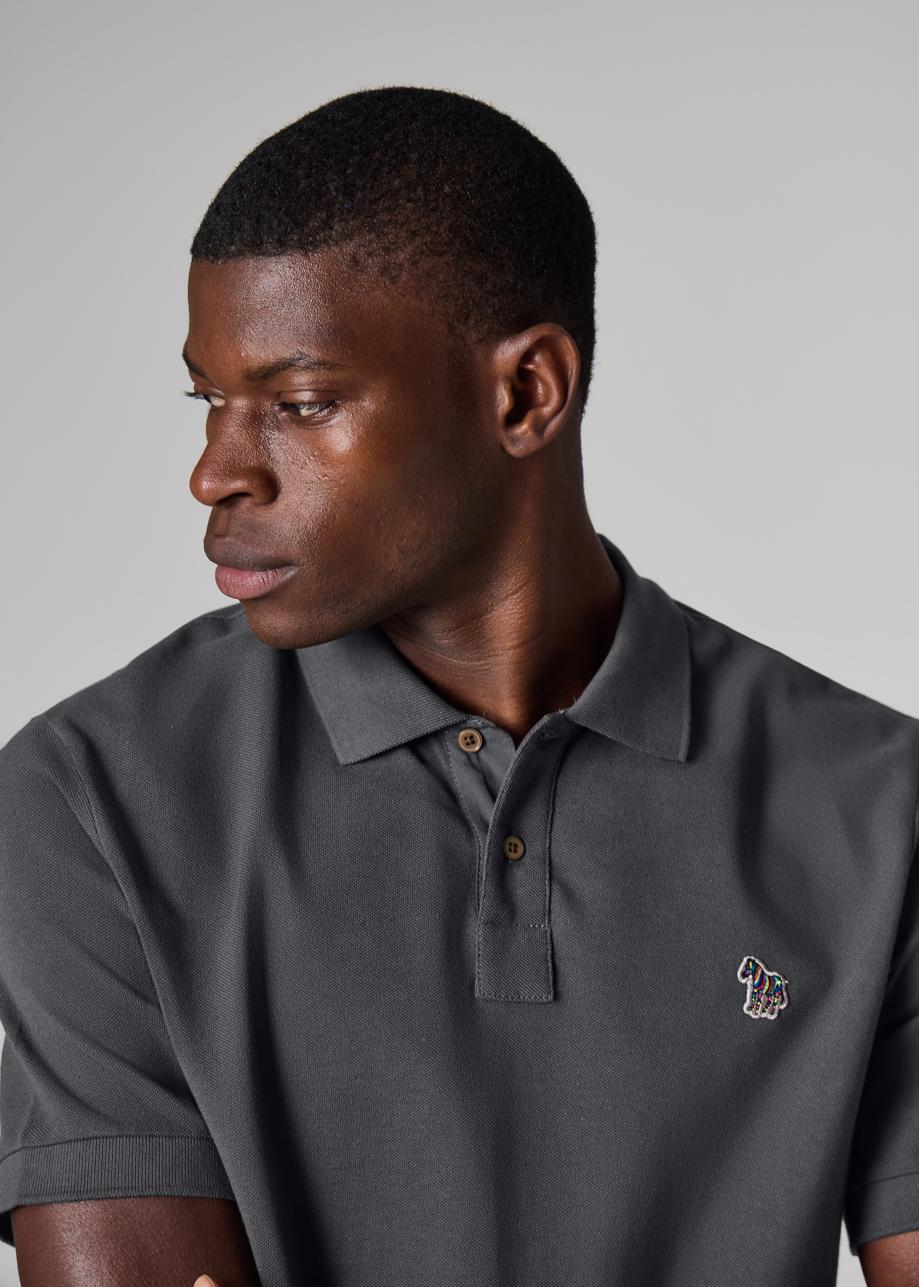 Charcoal Organic Cotton Zebra Polo Shirt