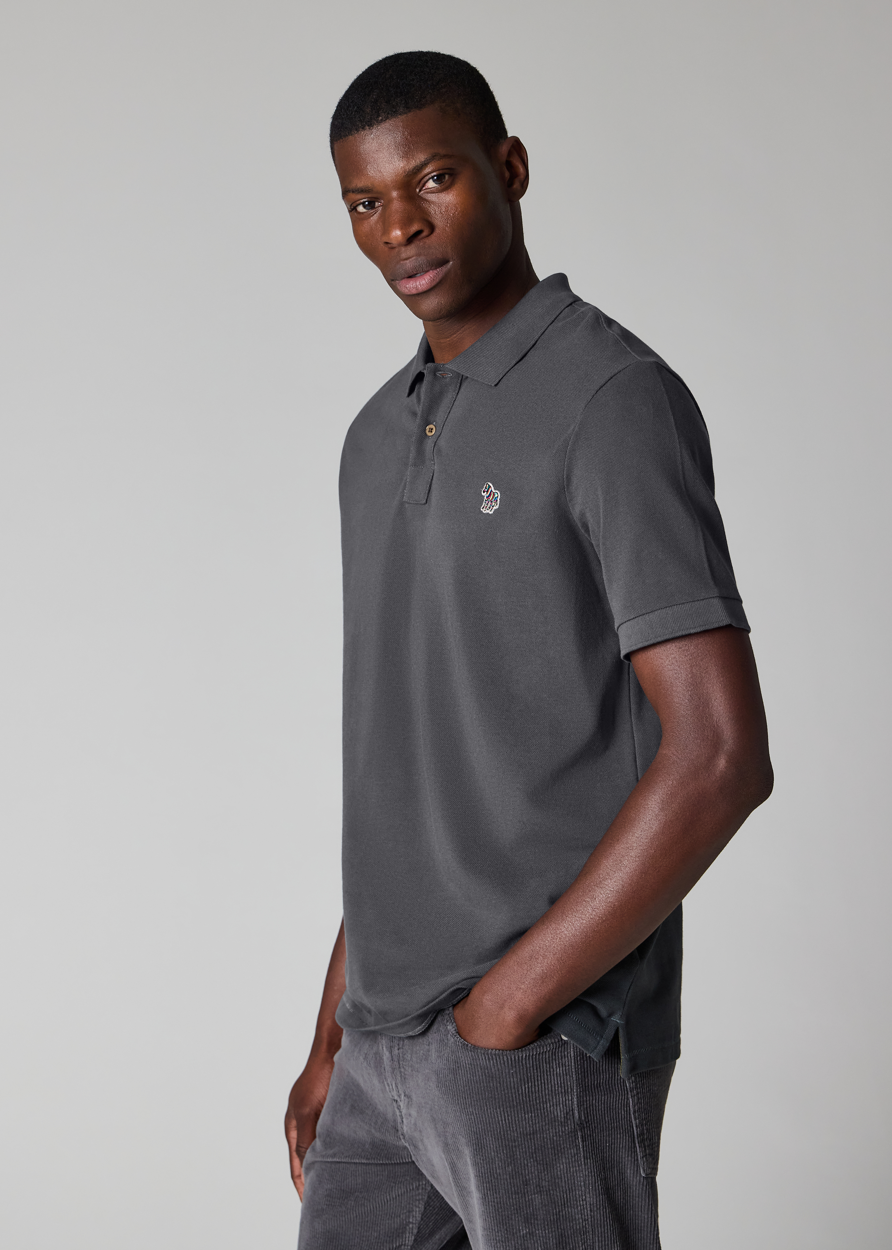 Charcoal Organic Cotton Zebra Polo Shirt