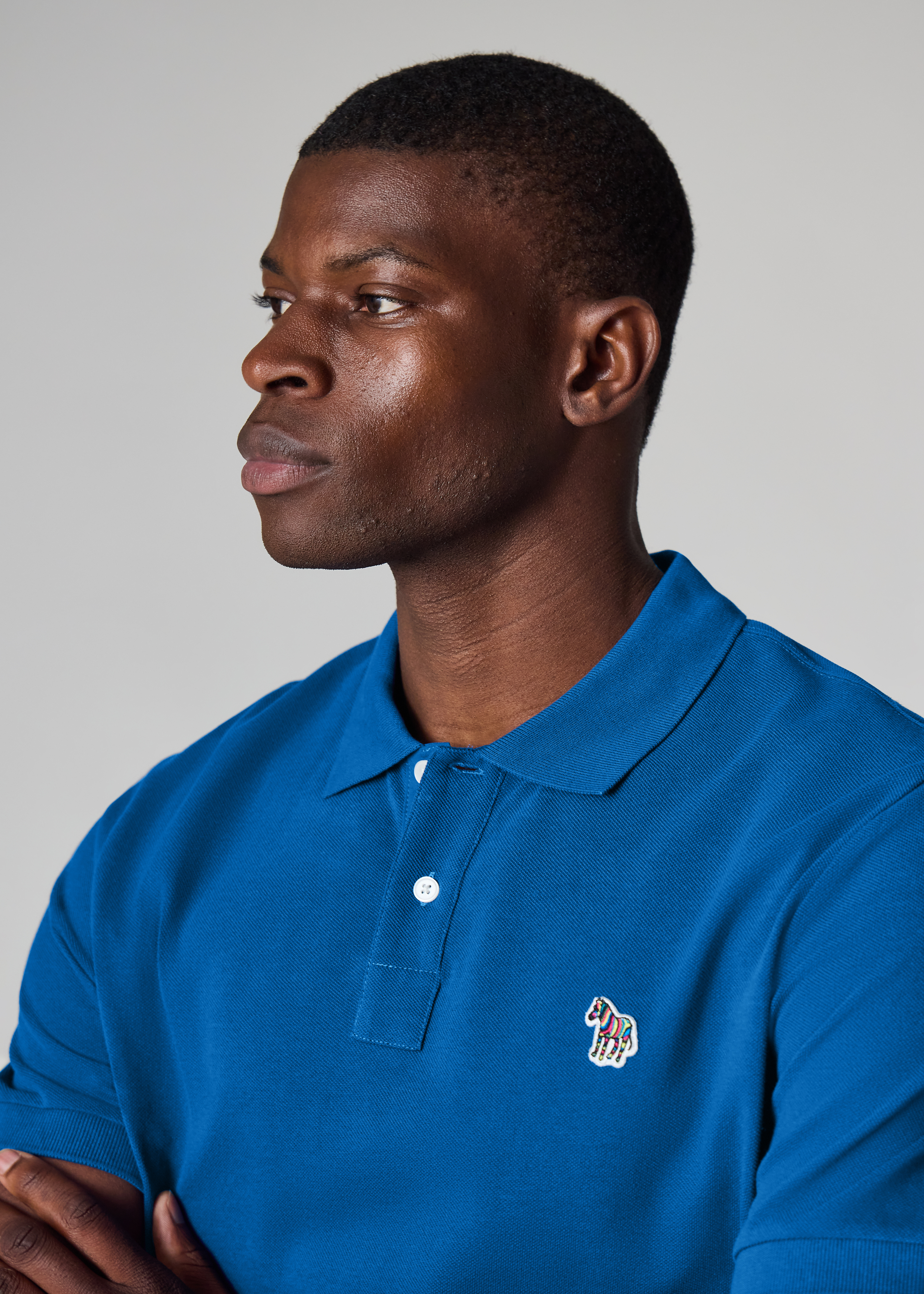 Mid Blue Organic Cotton Zebra Polo Shirt