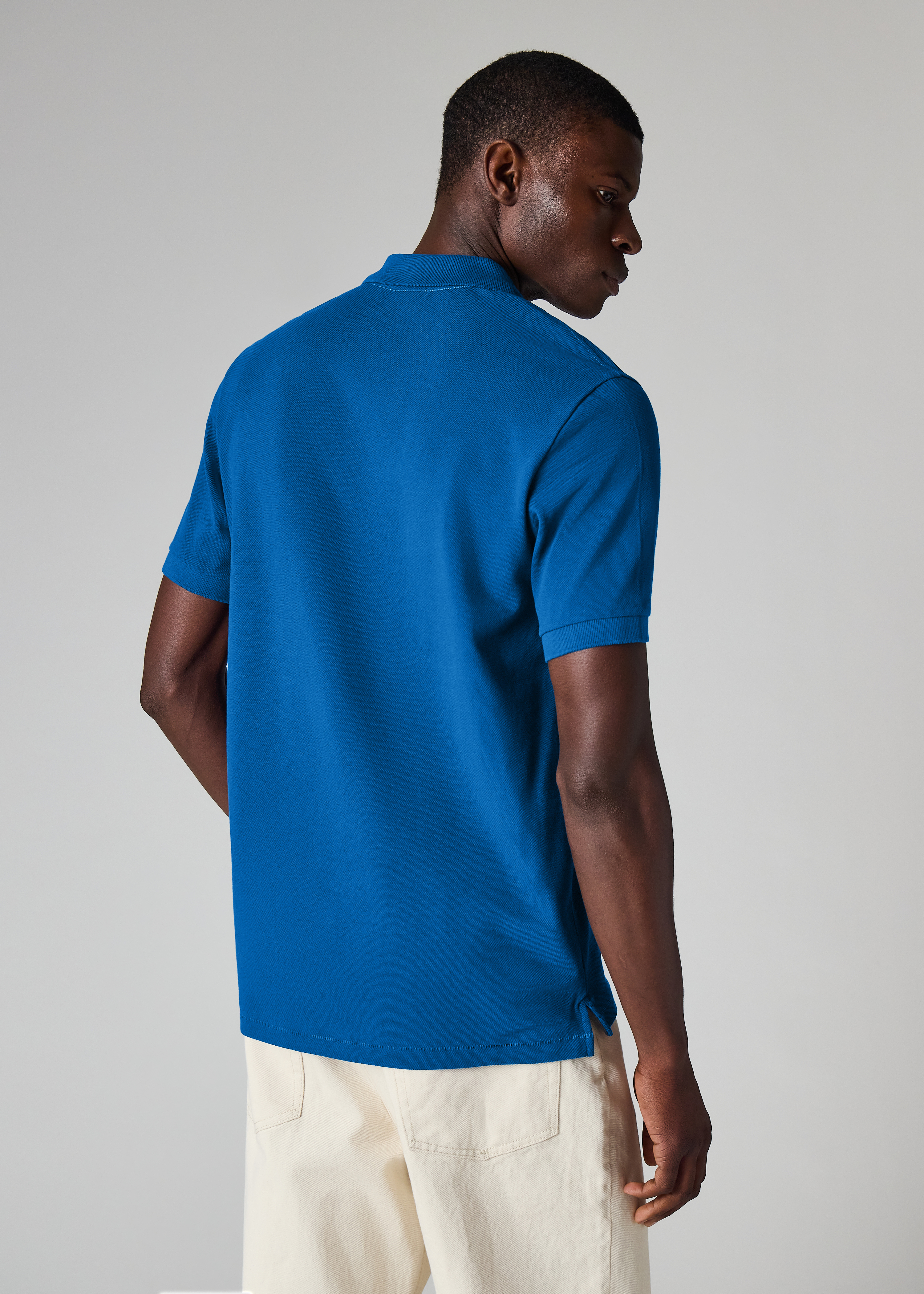 Mid Blue Organic Cotton Zebra Polo Shirt