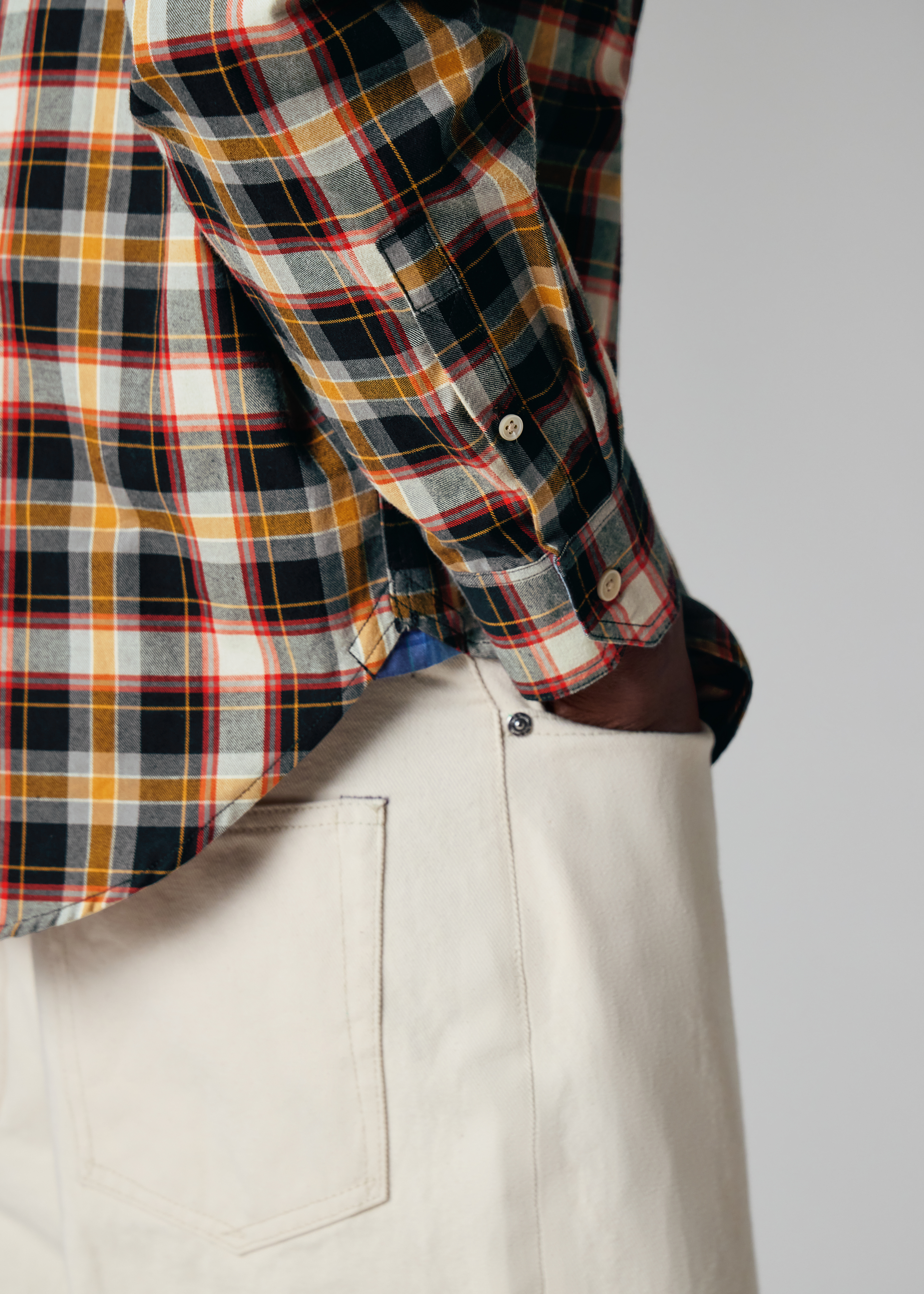 Casual-Fit Black and Yellow Check Shirt