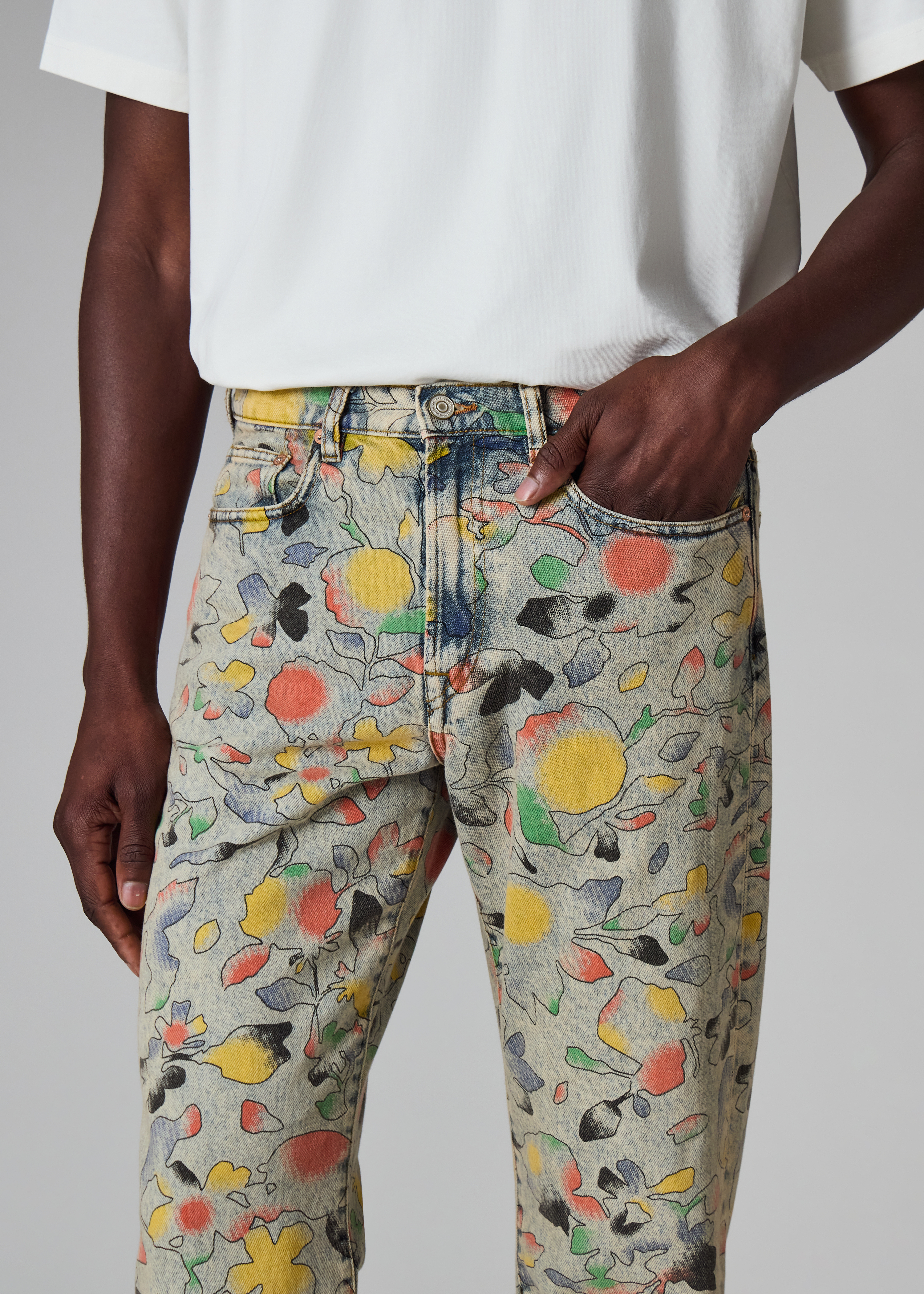 Relaxed Tapered-Fit 'Good Fortune Floral' Print Jeans
