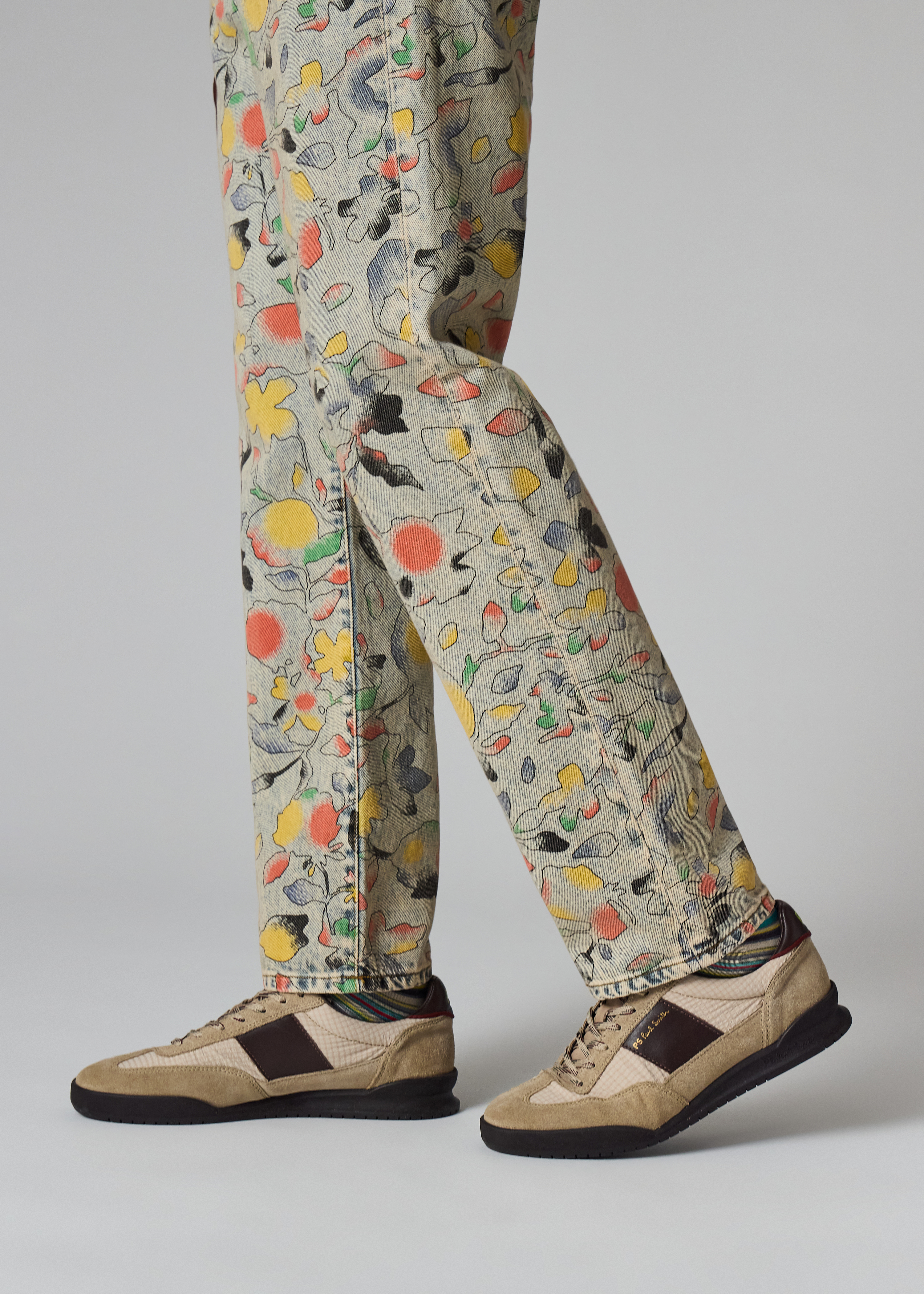 Relaxed Tapered-Fit 'Good Fortune Floral' Print Jeans