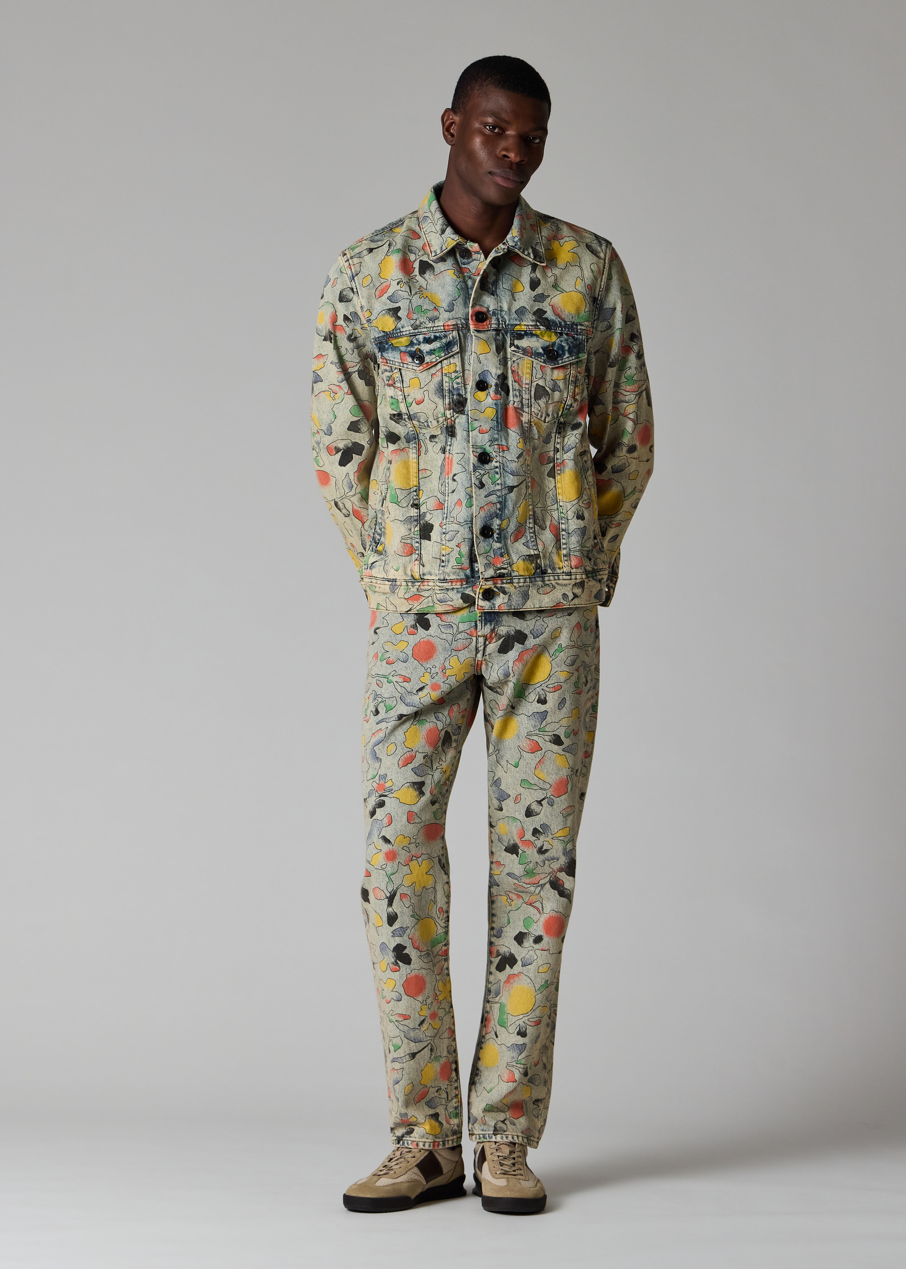 'Good Fortune Floral' Print Denim Jacket