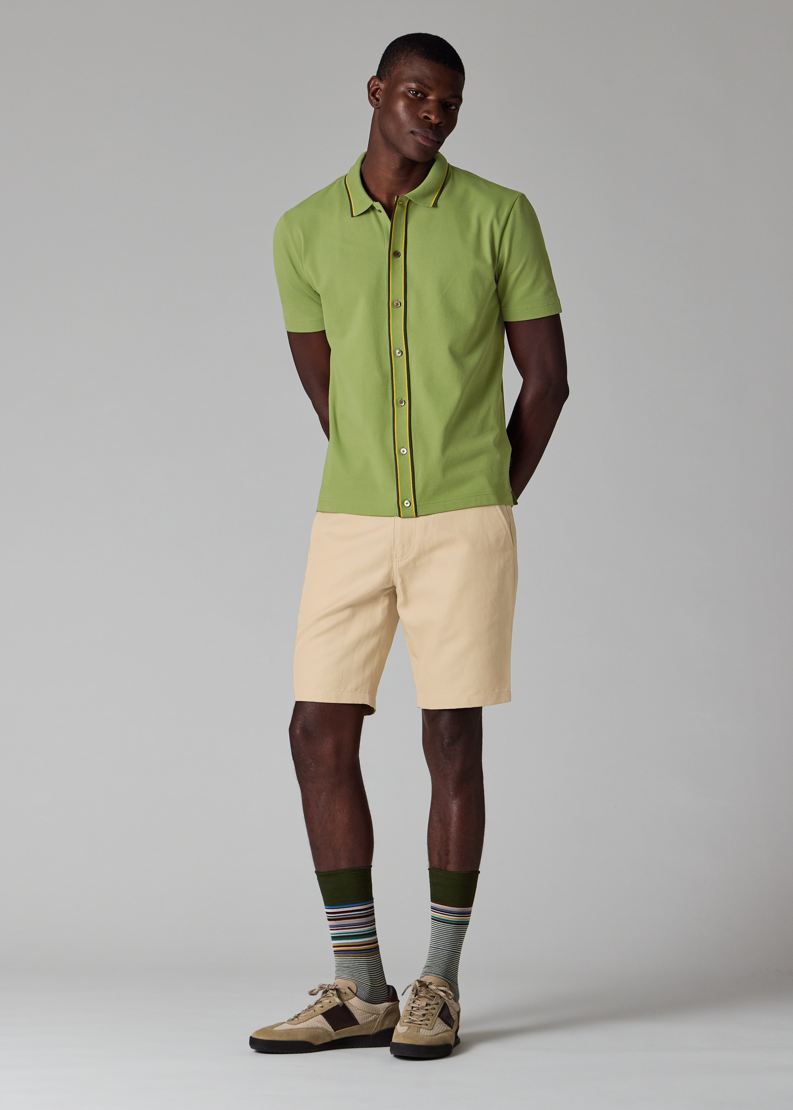 Khaki Button-Through Polo Shirt