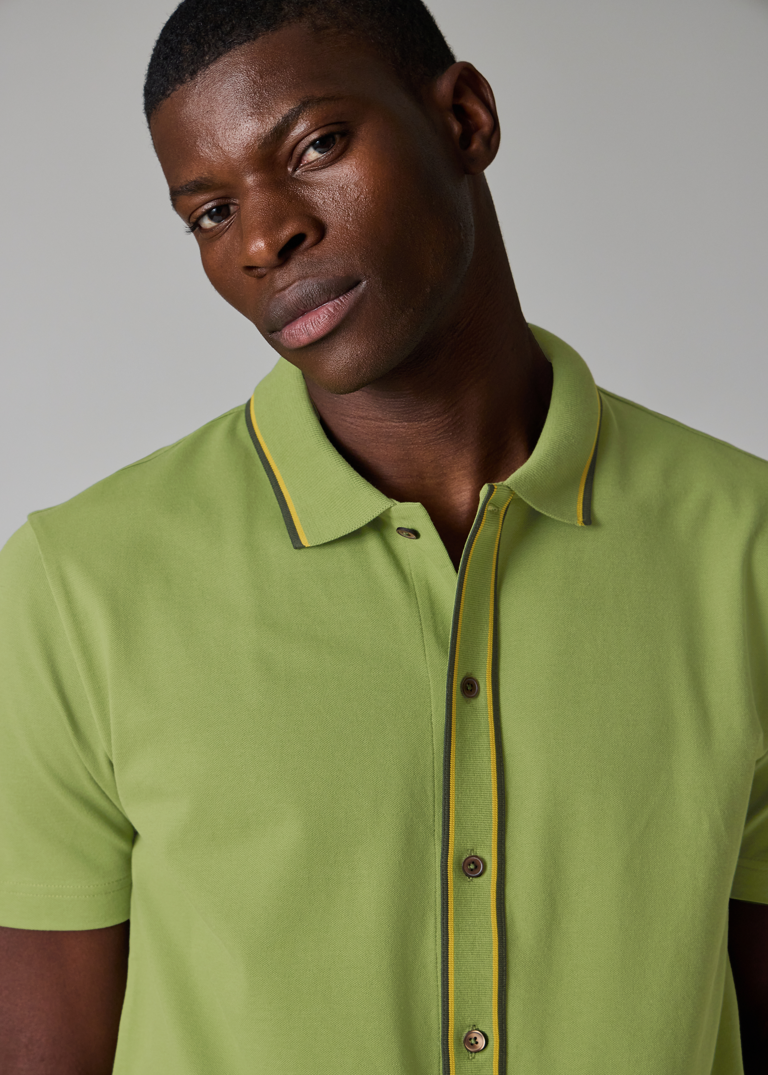 Khaki Button-Through Polo Shirt