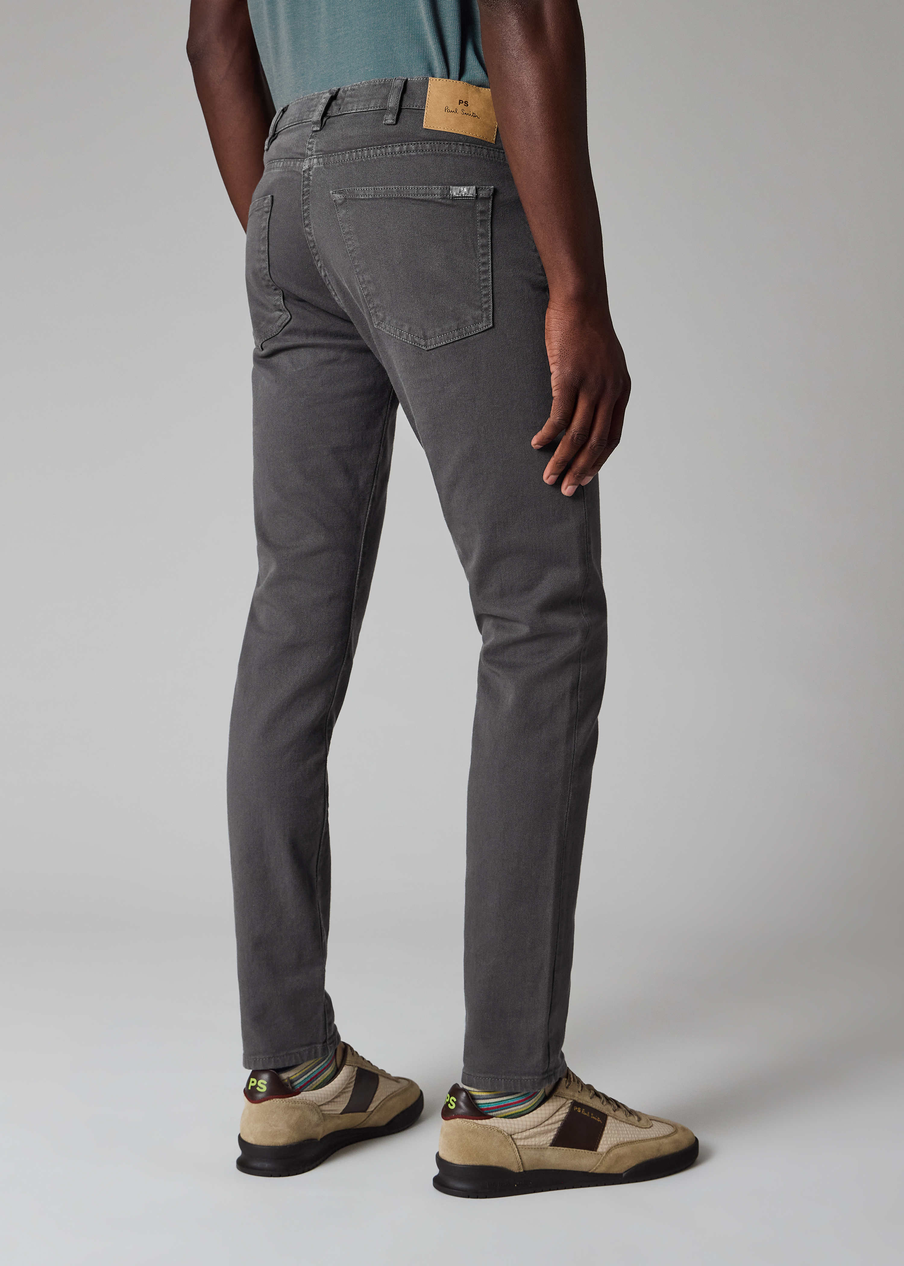 Tapered-Fit Grey Garment-Dyed Organic Cotton-Stretch Jeans