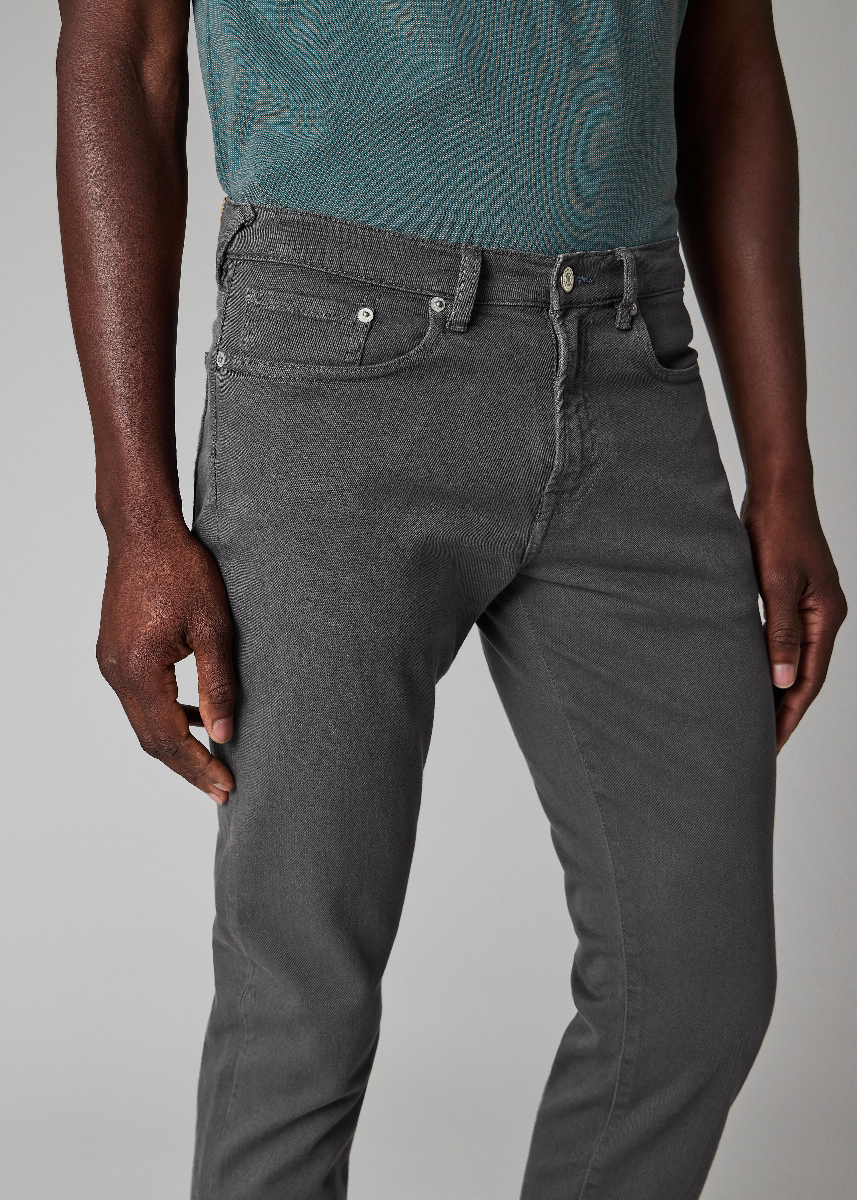 Tapered-Fit Grey Garment-Dyed Organic Cotton-Stretch Jeans