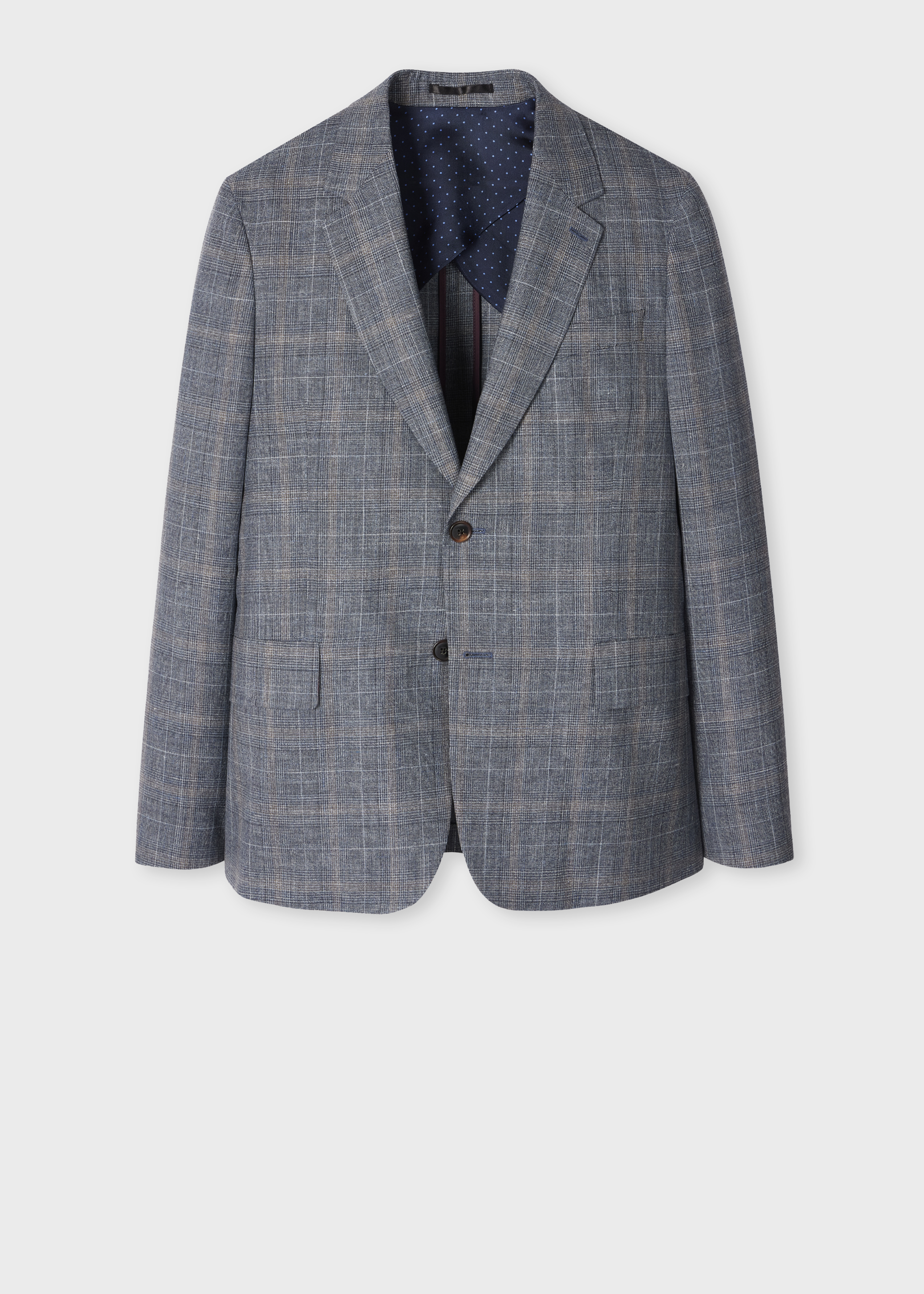 Blue Summertime Check Wool-Silk Blazer