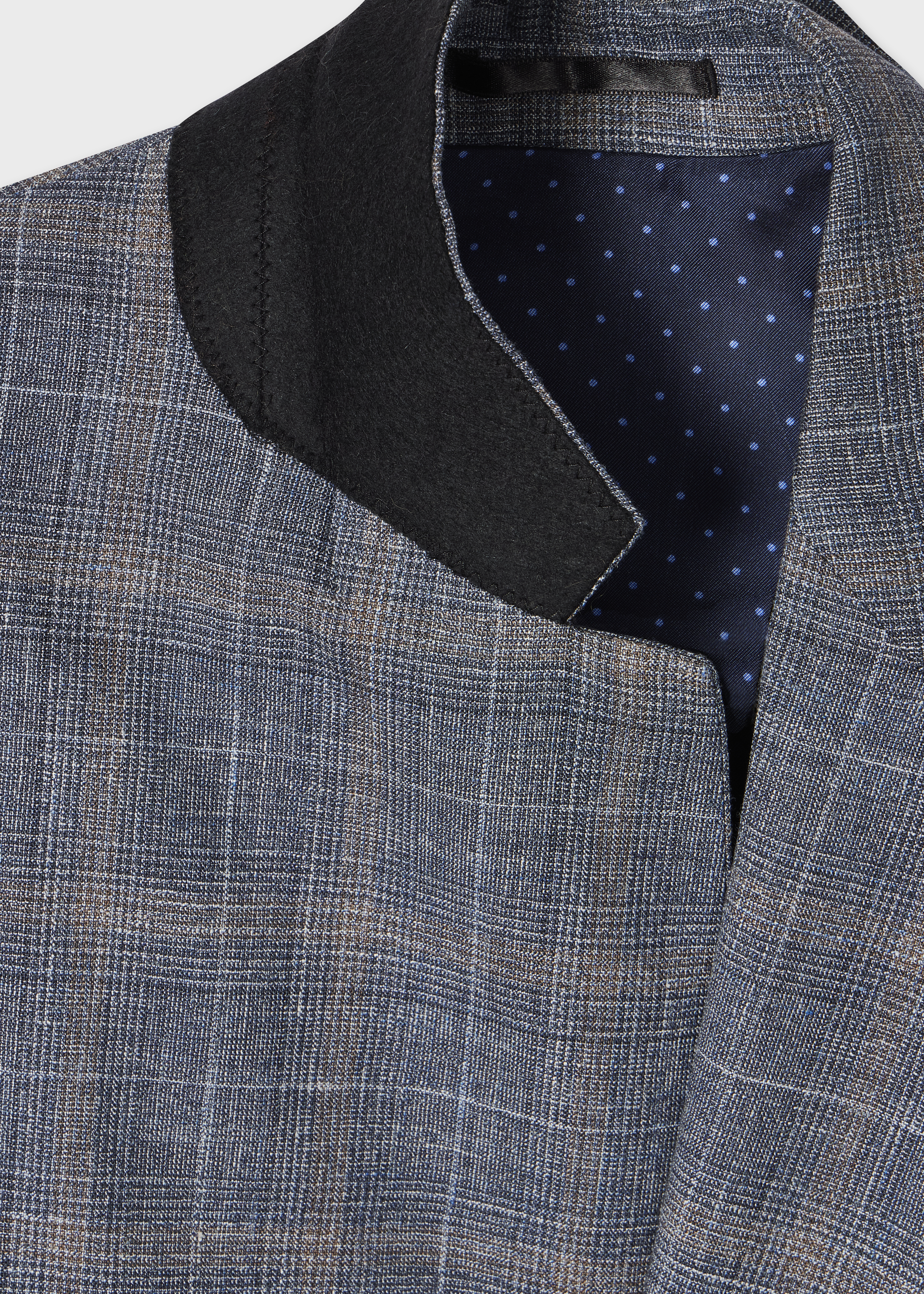 Blue Summertime Check Wool-Silk Blazer