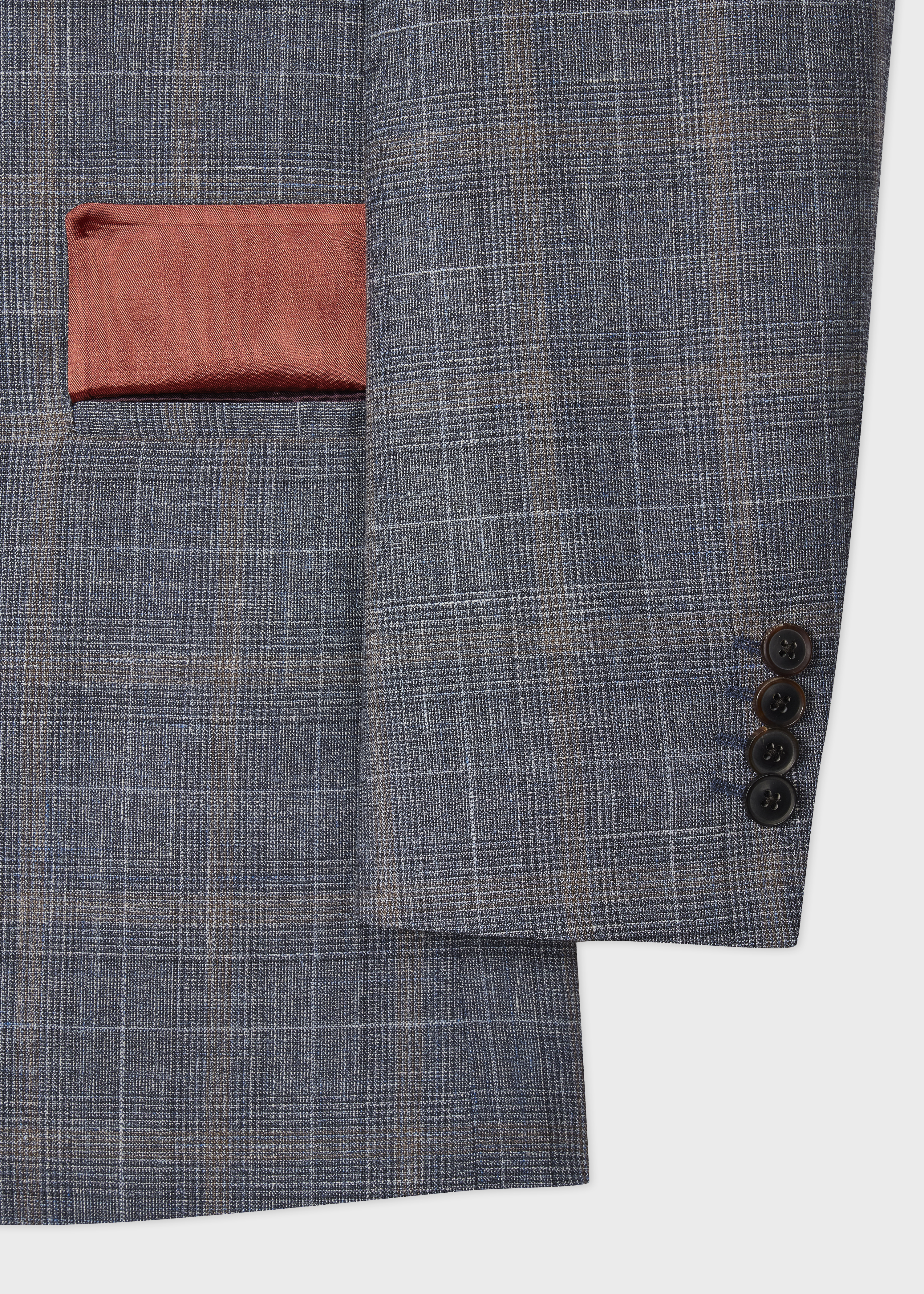 Blue Summertime Check Wool-Silk Blazer