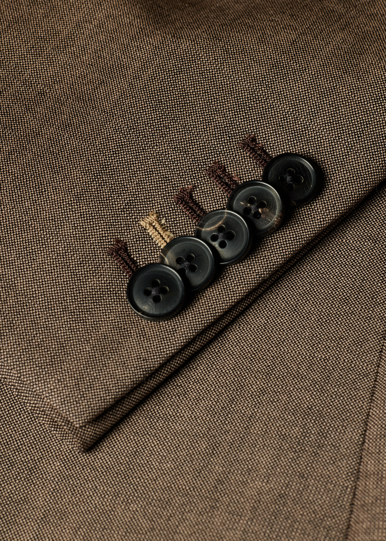 Brown Wool-Mohair Embroidered Birds Double Breasted Blazer