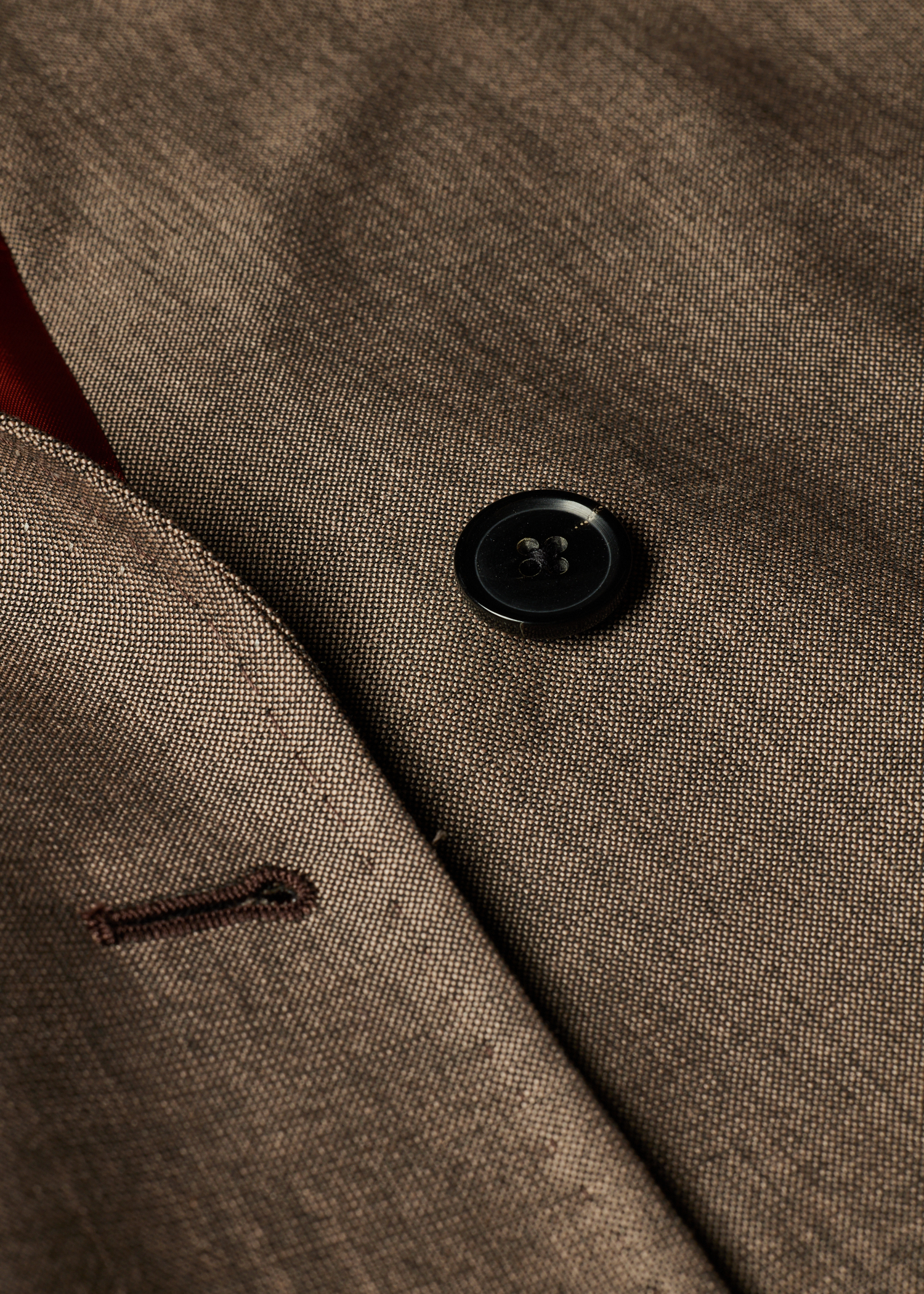 Brown Wool-Mohair Embroidered Birds Double Breasted Blazer