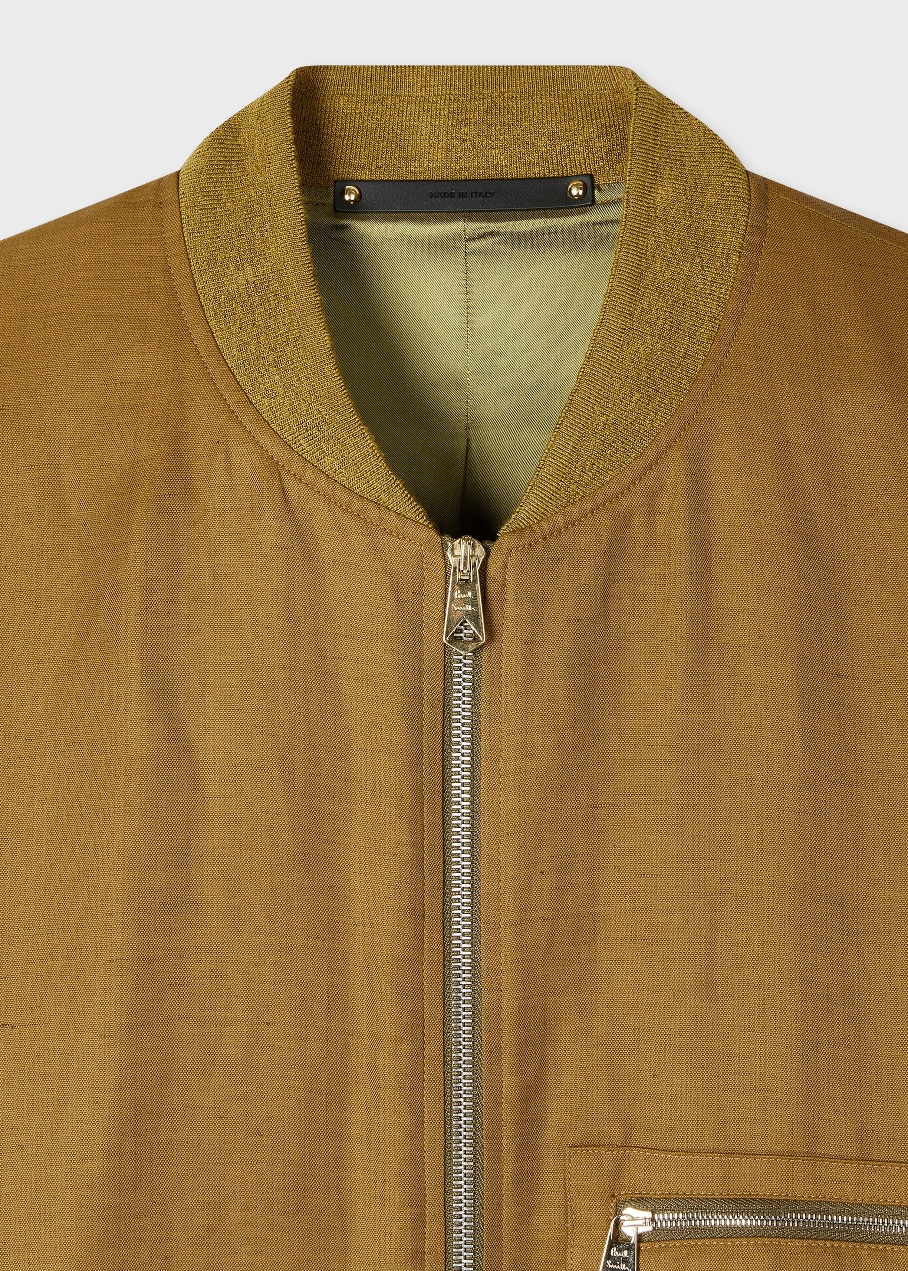 Khaki Viscose-Linen Bomber Jacket