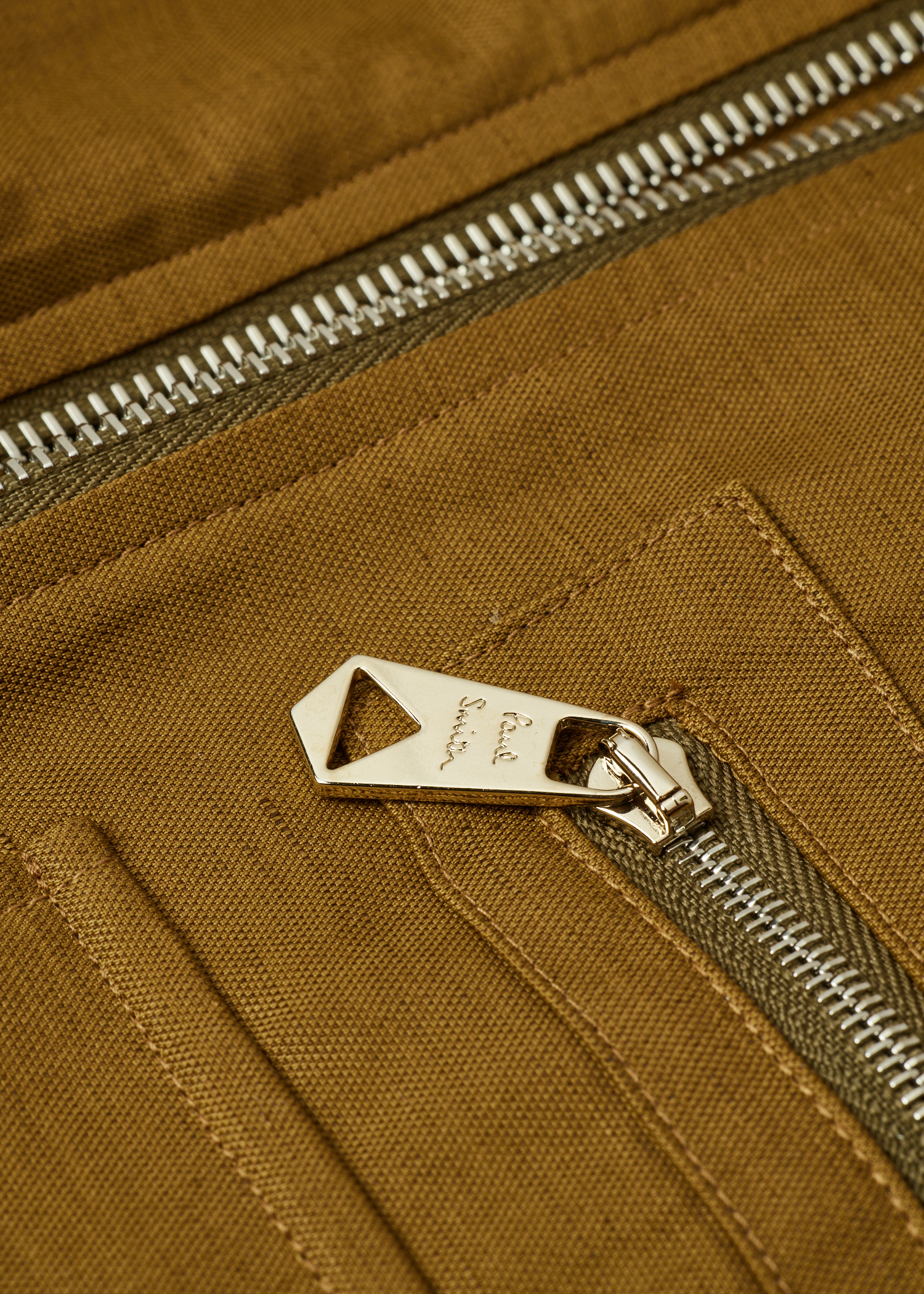 Khaki Viscose-Linen Bomber Jacket