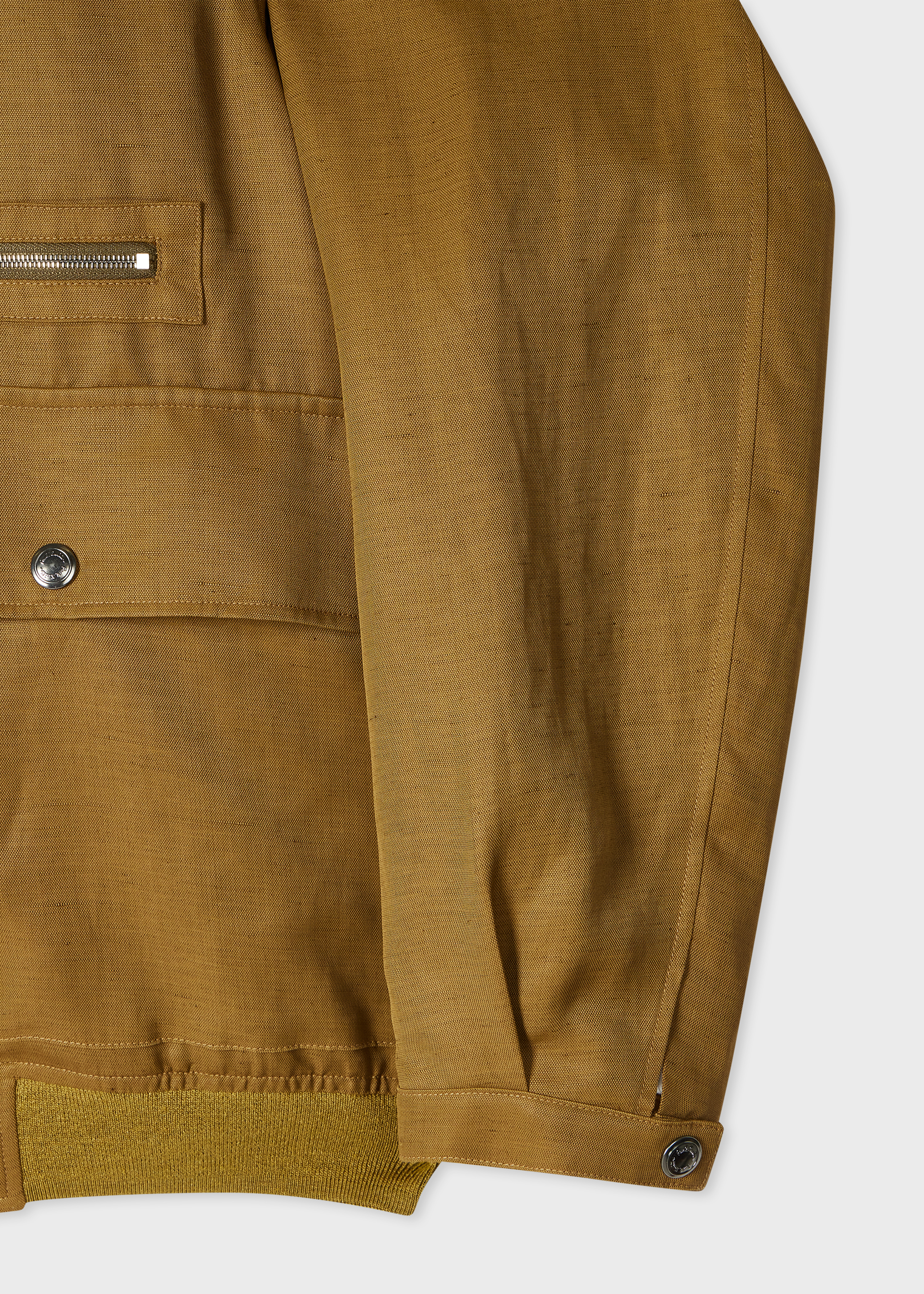 Khaki Viscose-Linen Bomber Jacket