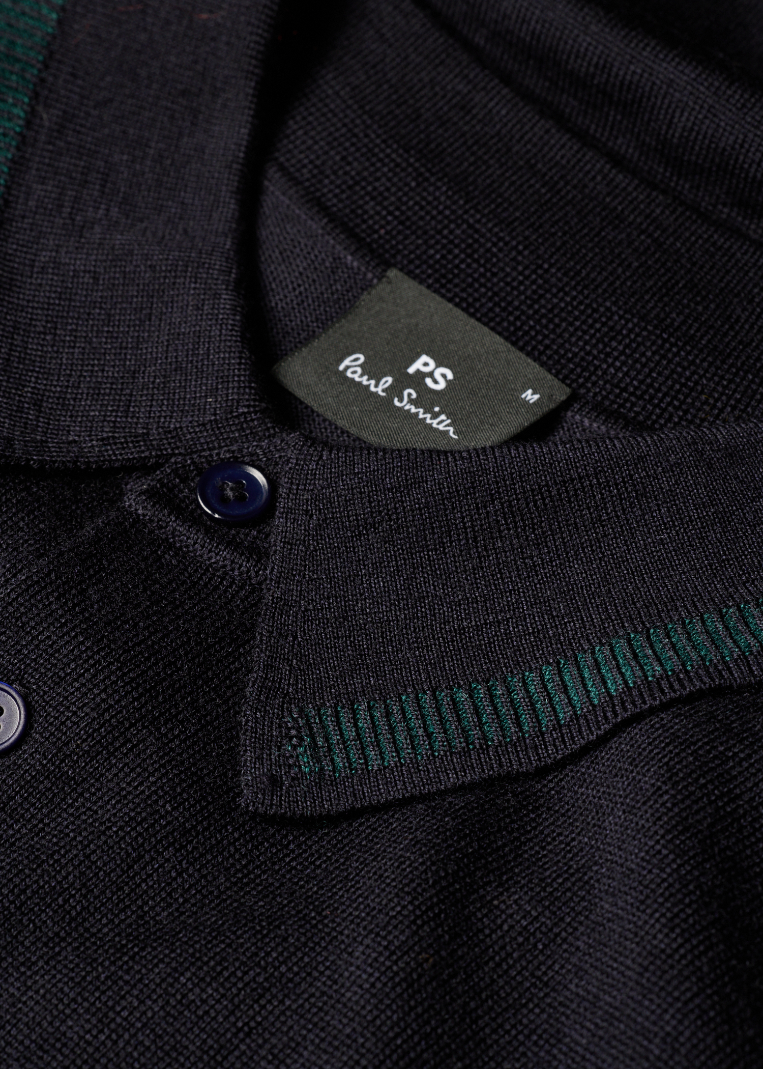 Navy Merino Wool Knitted Polo Shirt