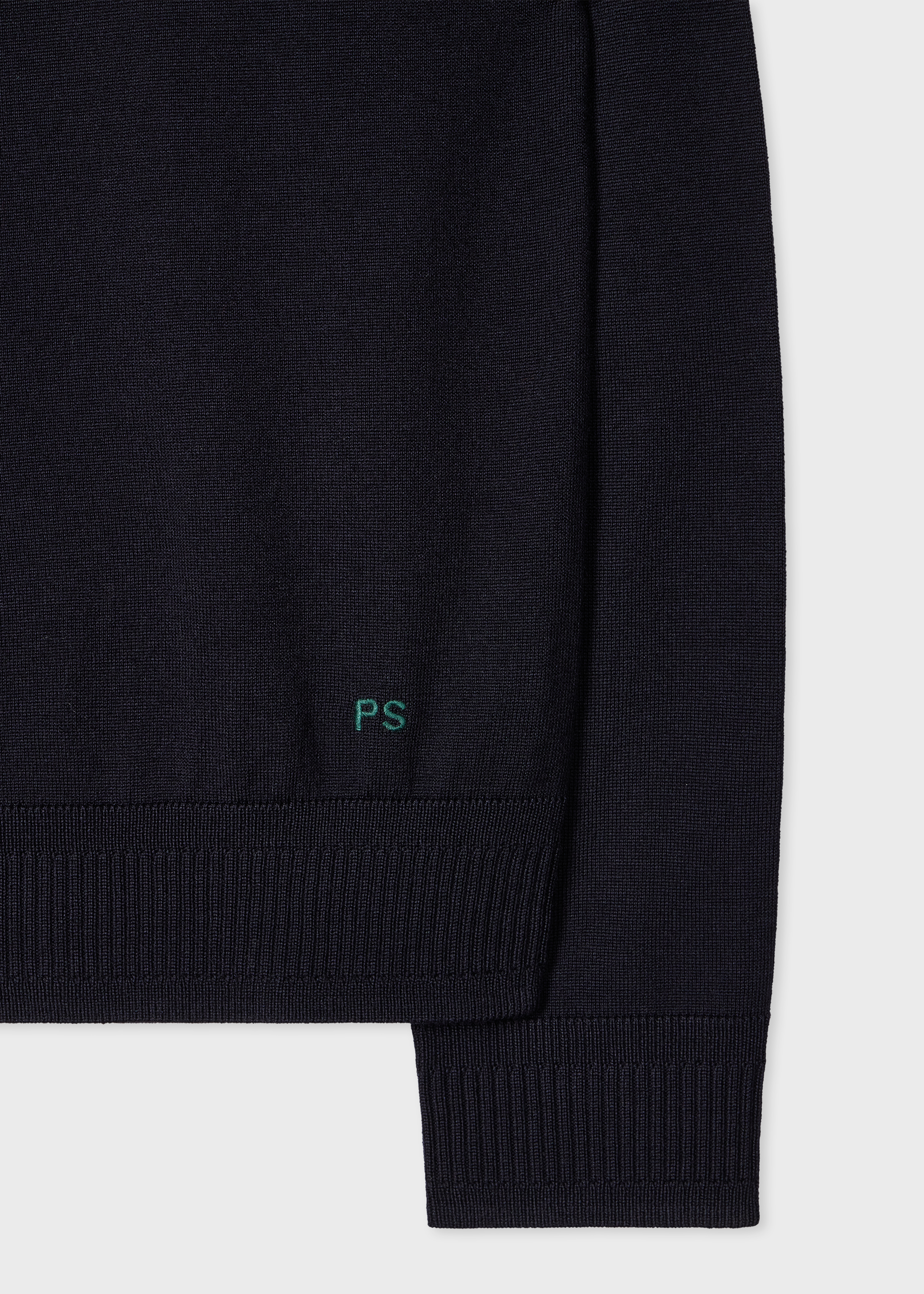 Navy Merino Wool Knitted Polo Shirt