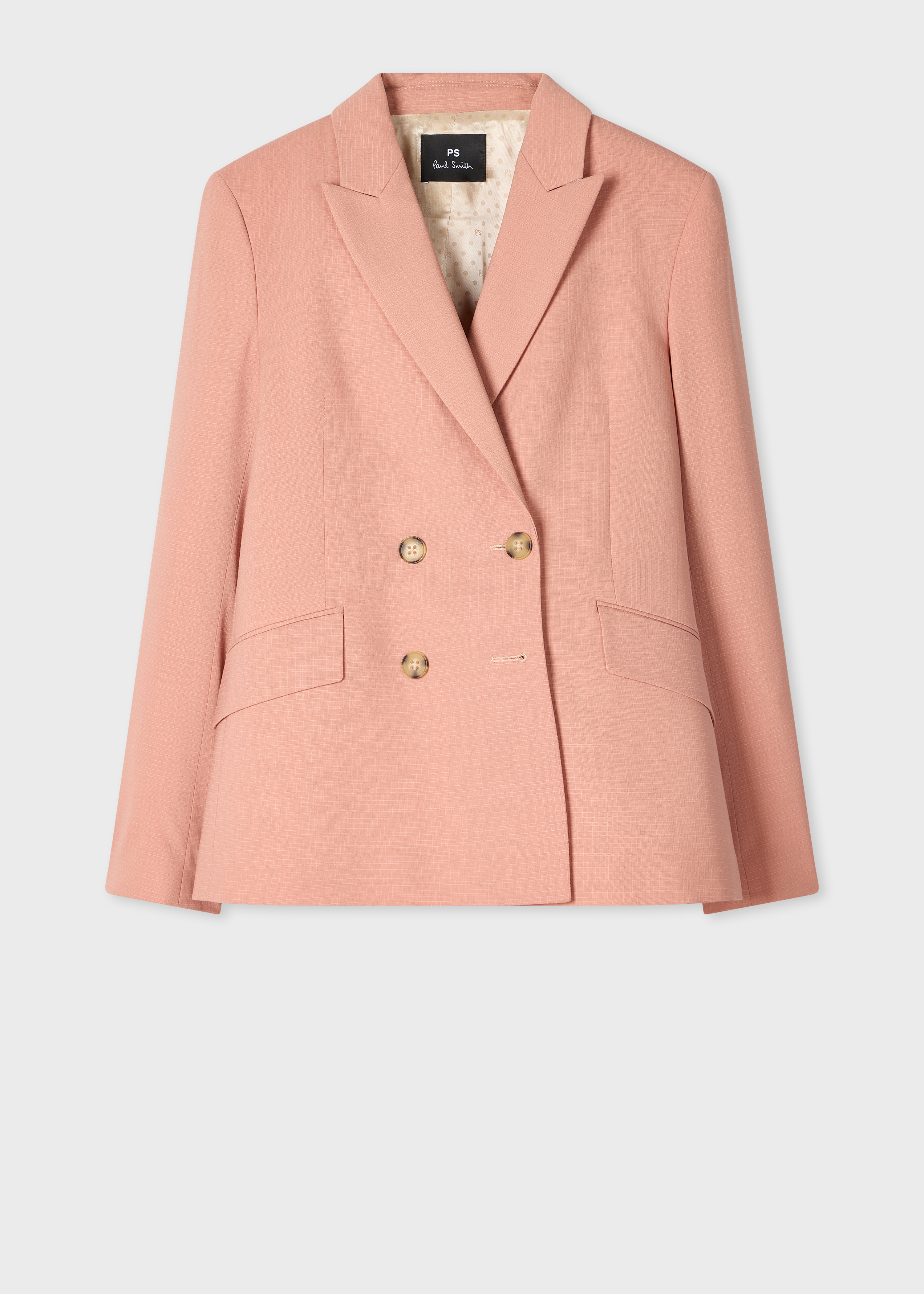 Women's Pink Cotton-Blend Double Breasted Blazer