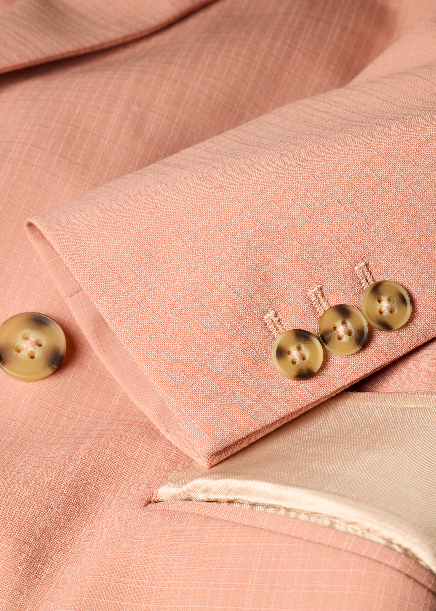 Women's Pink Cotton-Blend Double Breasted Blazer