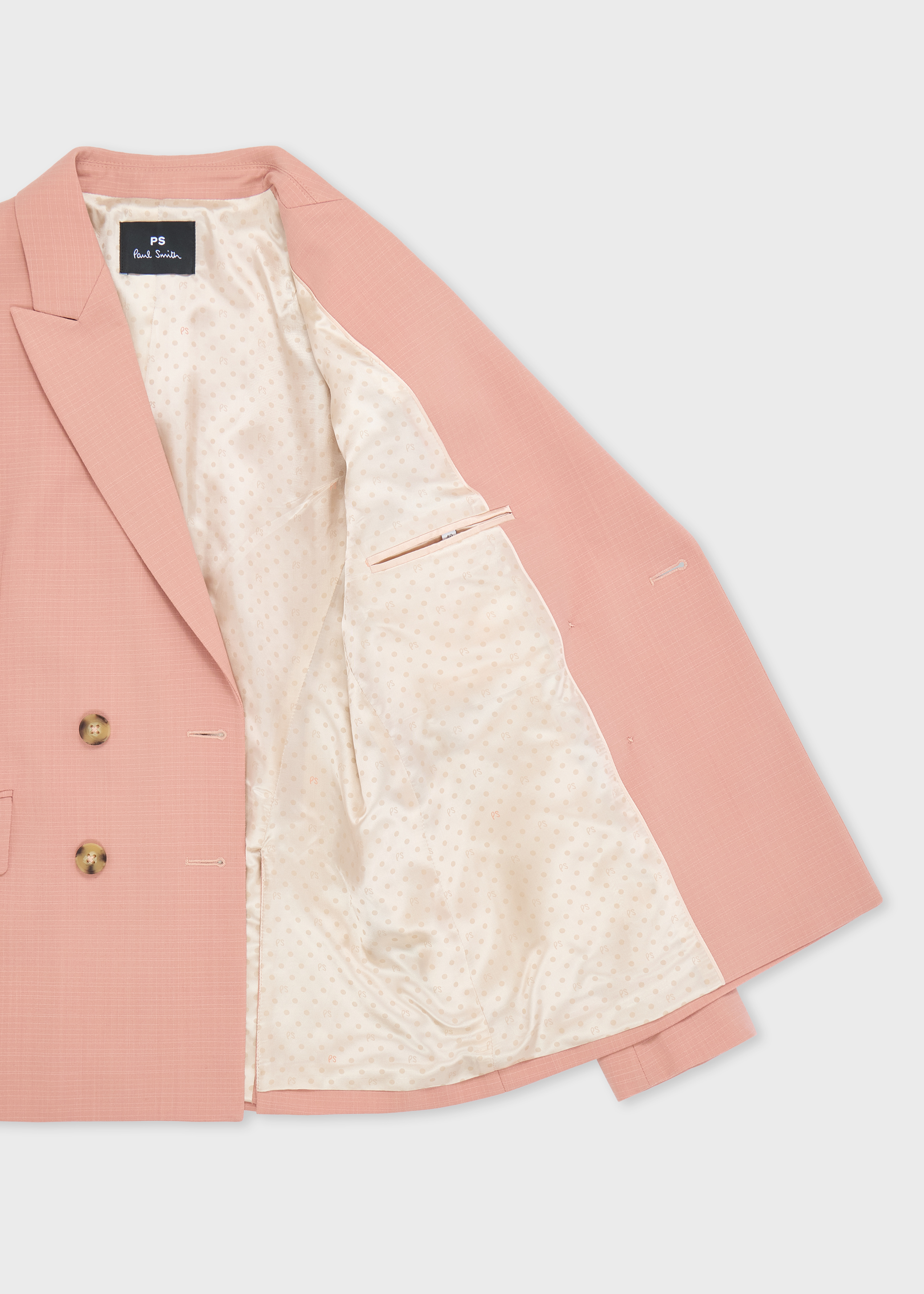 Women's Pink Cotton-Blend Double Breasted Blazer