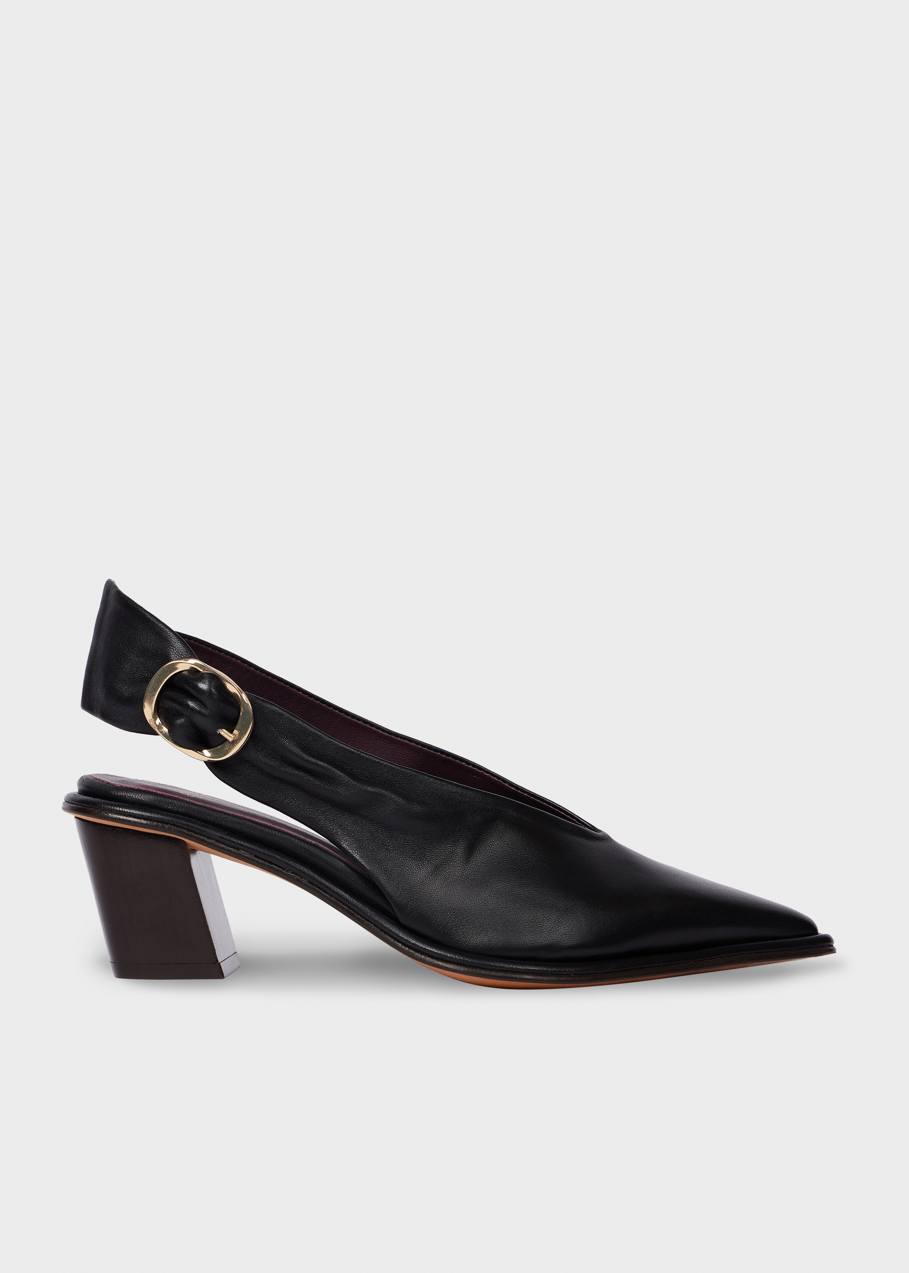 Women's Black 'Clareen' Leather Sling Back Heels