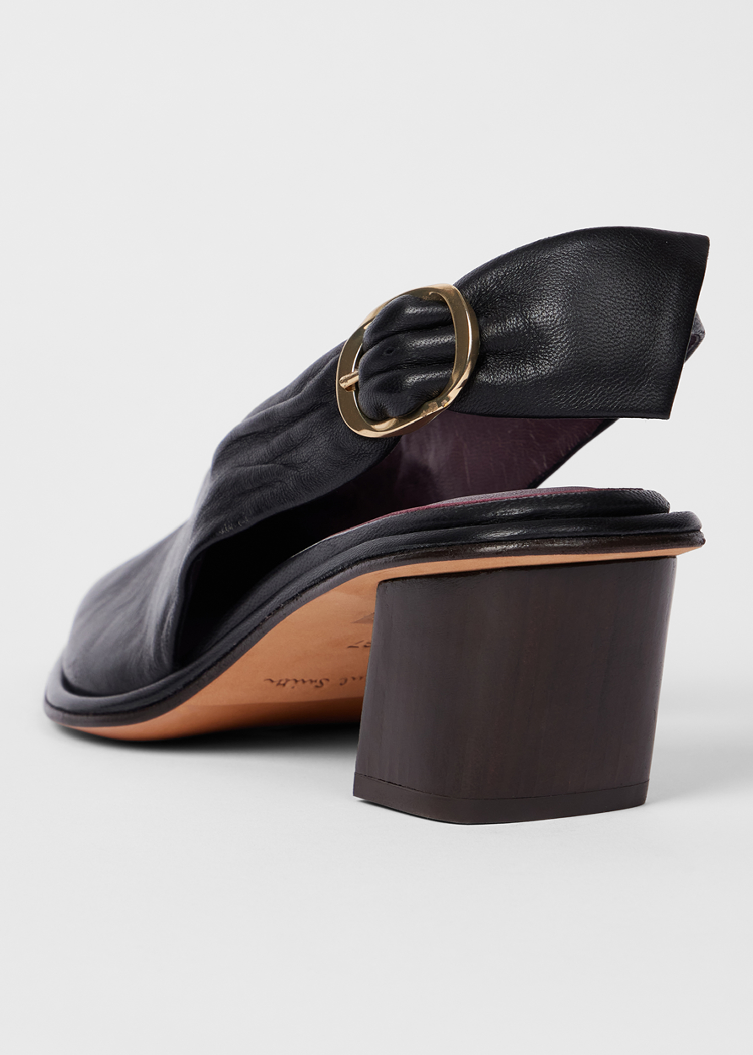 Women's Black 'Clareen' Leather Sling Back Heels
