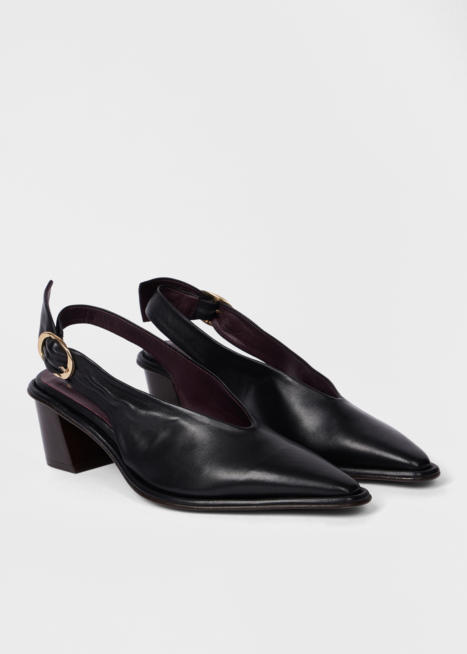 Women's Black 'Clareen' Leather Sling Back Heels