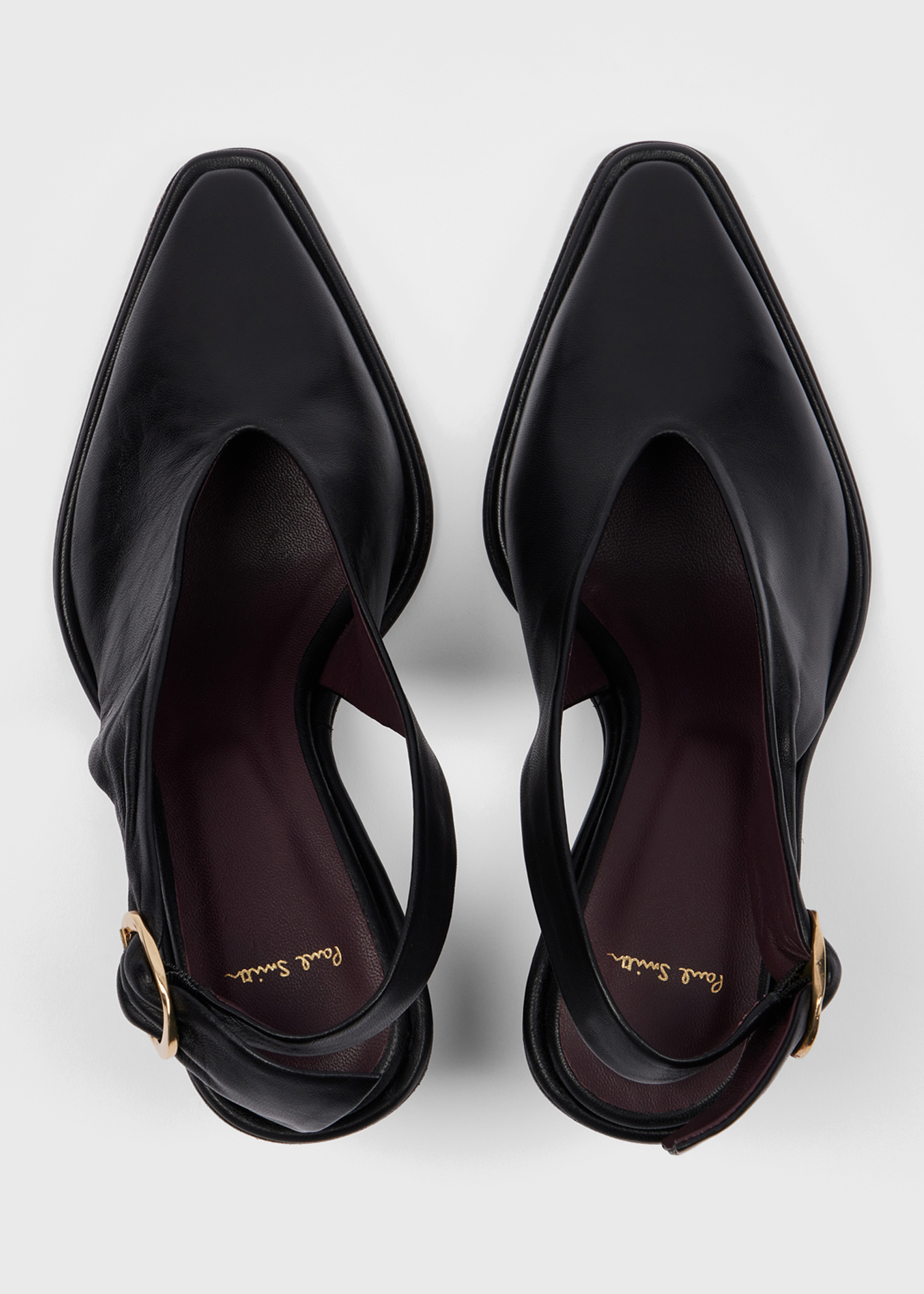 Women's Black 'Clareen' Leather Sling Back Heels