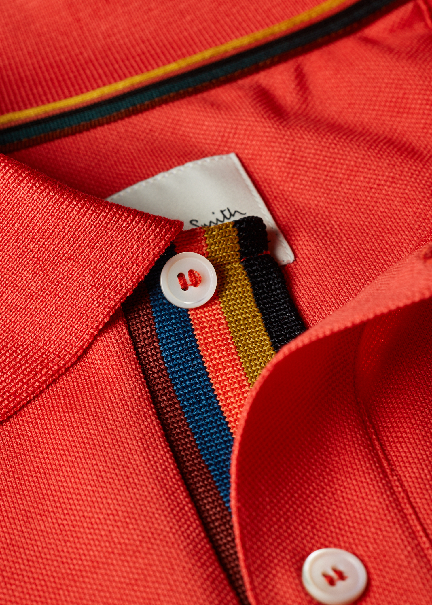 Coral Pink 'Artist Stripe' Placket Polo Shirt
