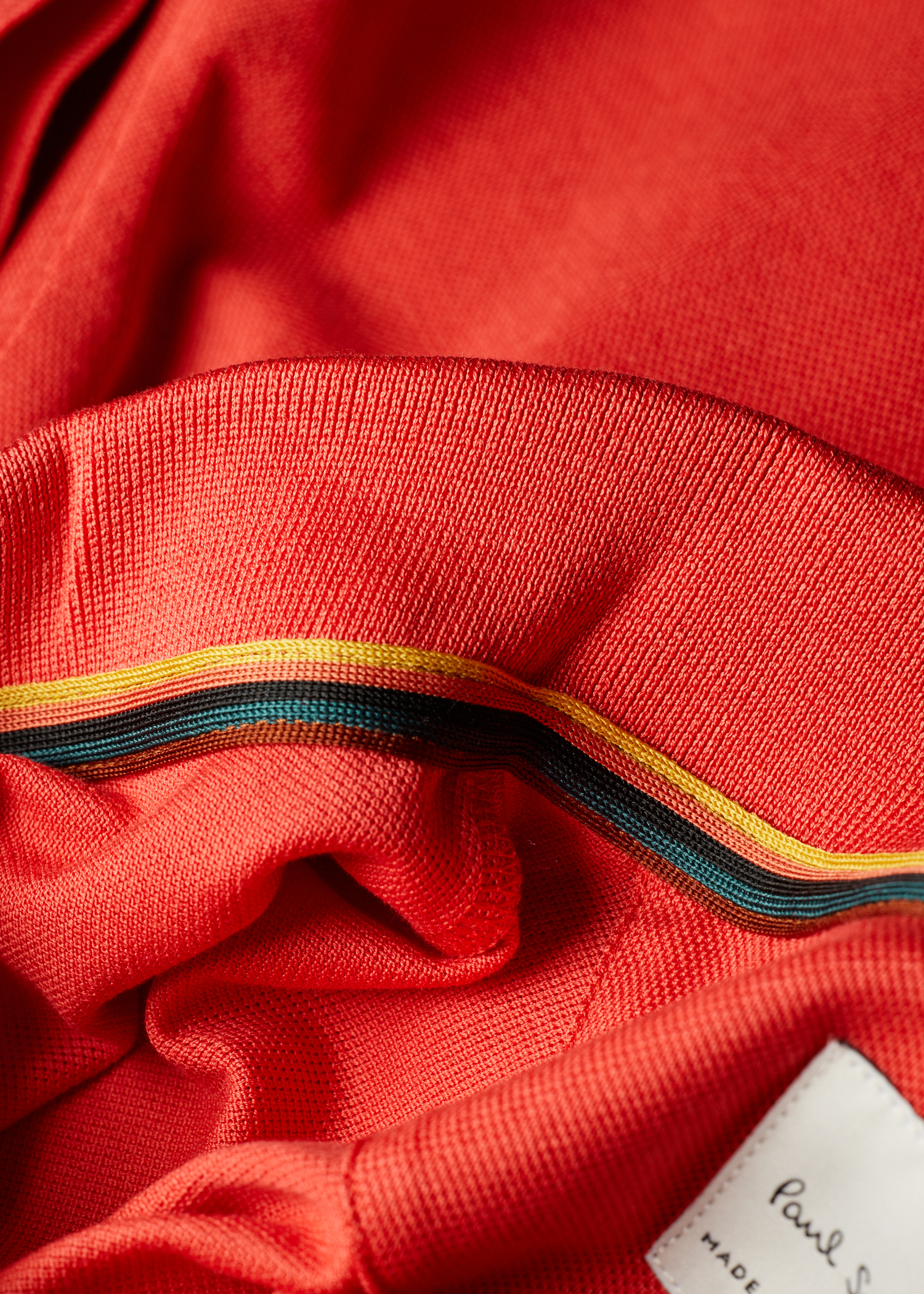 Coral Pink 'Artist Stripe' Placket Polo Shirt