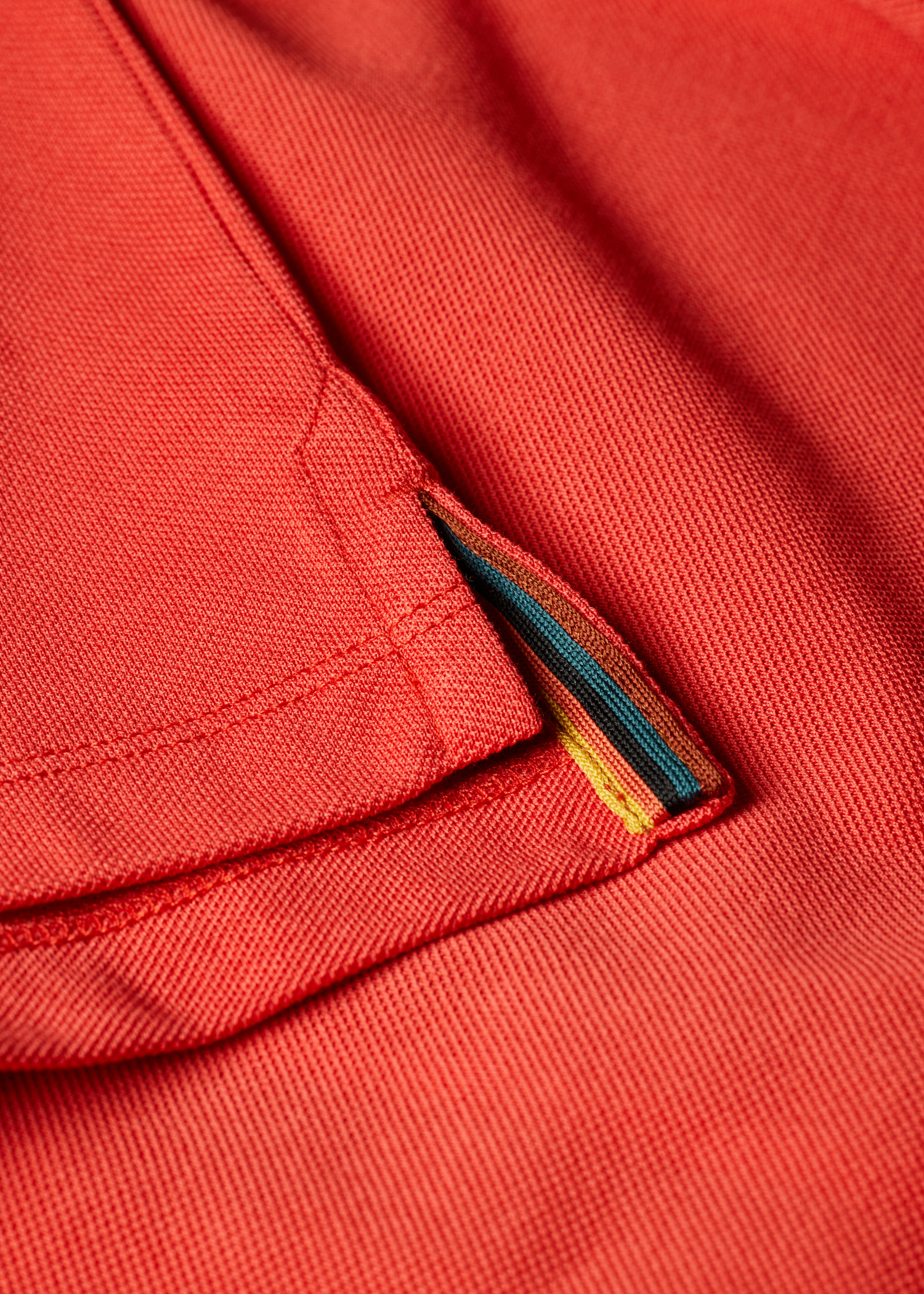 Coral Pink 'Artist Stripe' Placket Polo Shirt