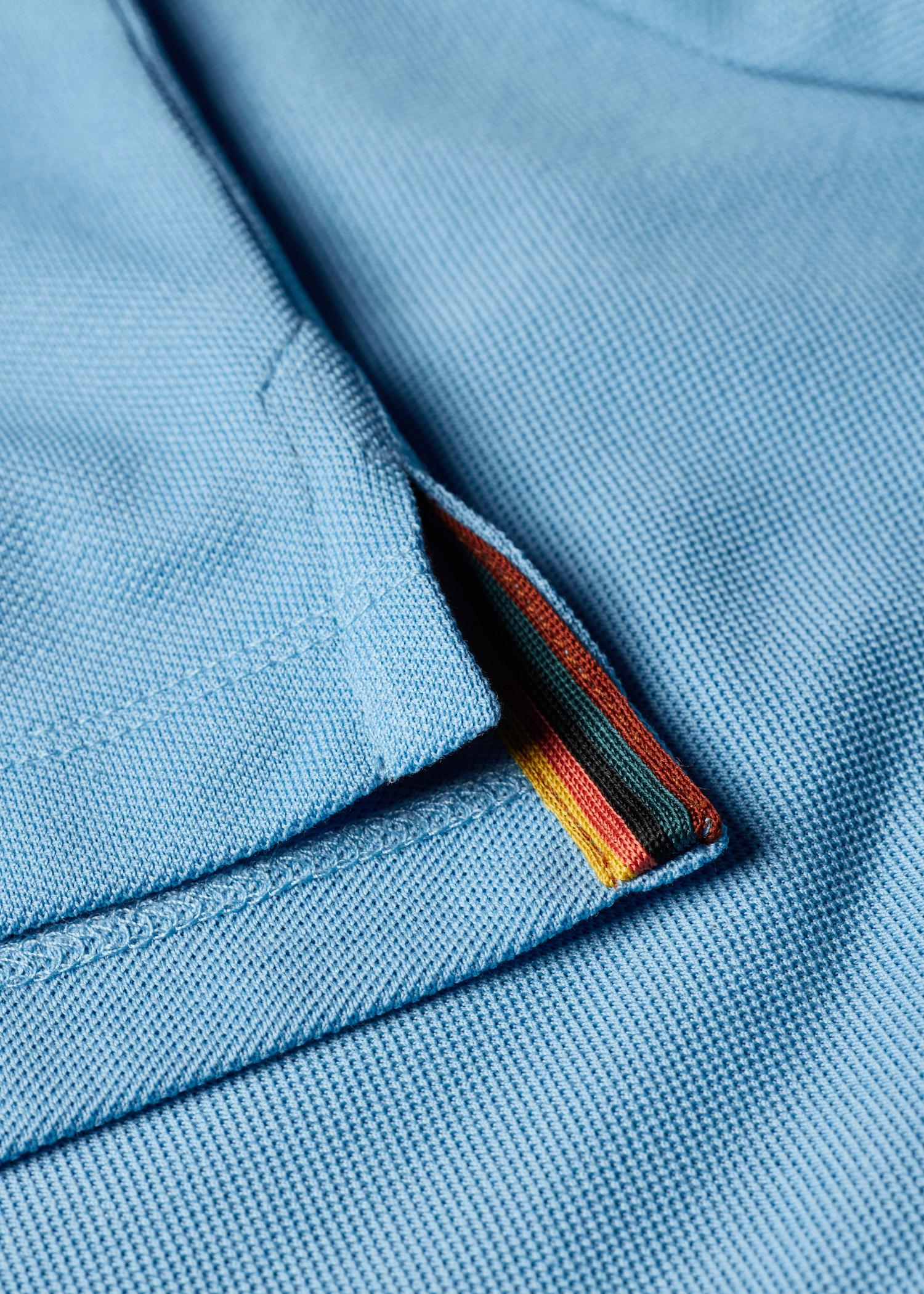 Pale Blue 'Artist Stripe' Placket Polo Shirt