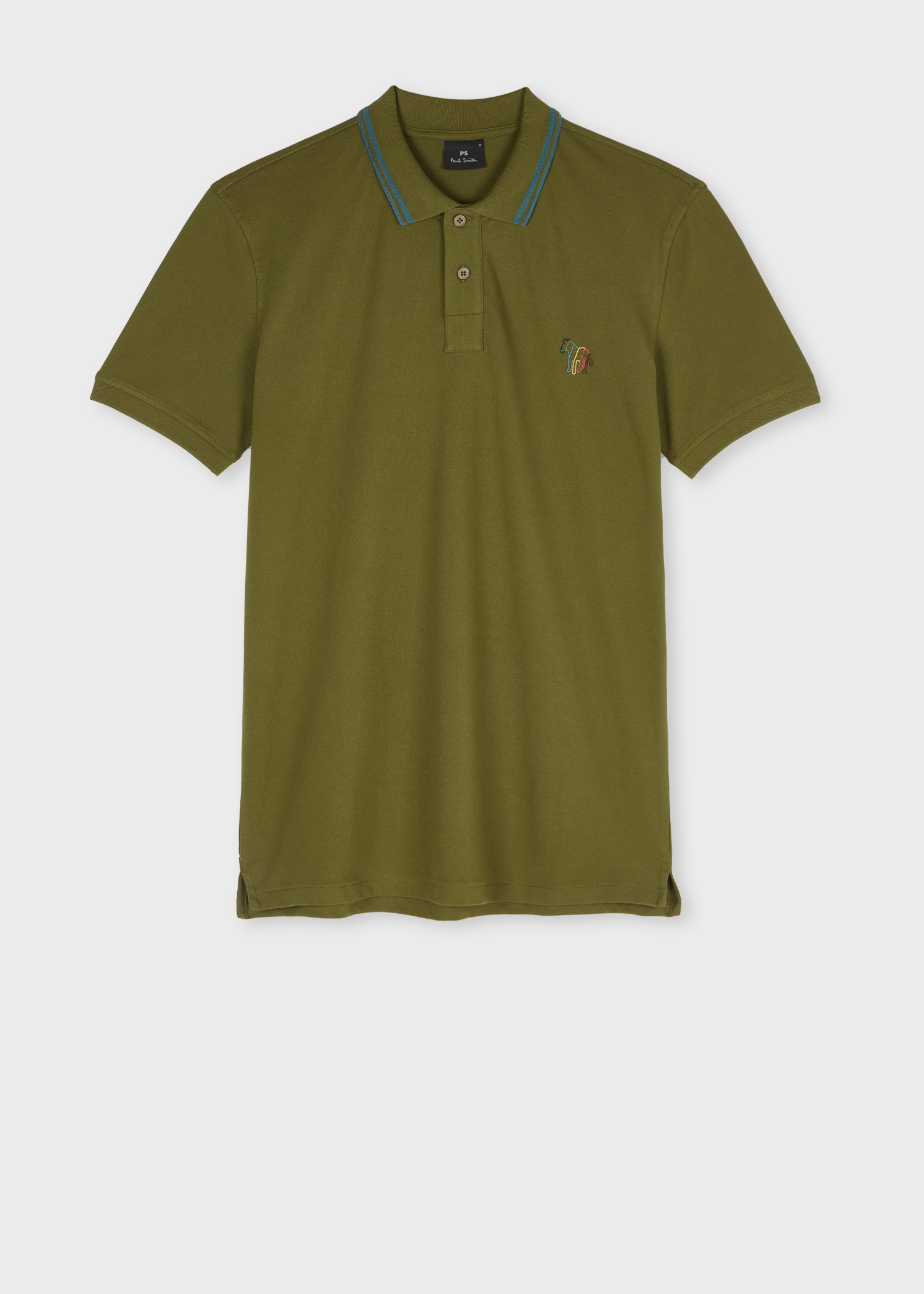 Khaki Stretch-Cotton 'Broad Stripe Zebra' Polo Shirt