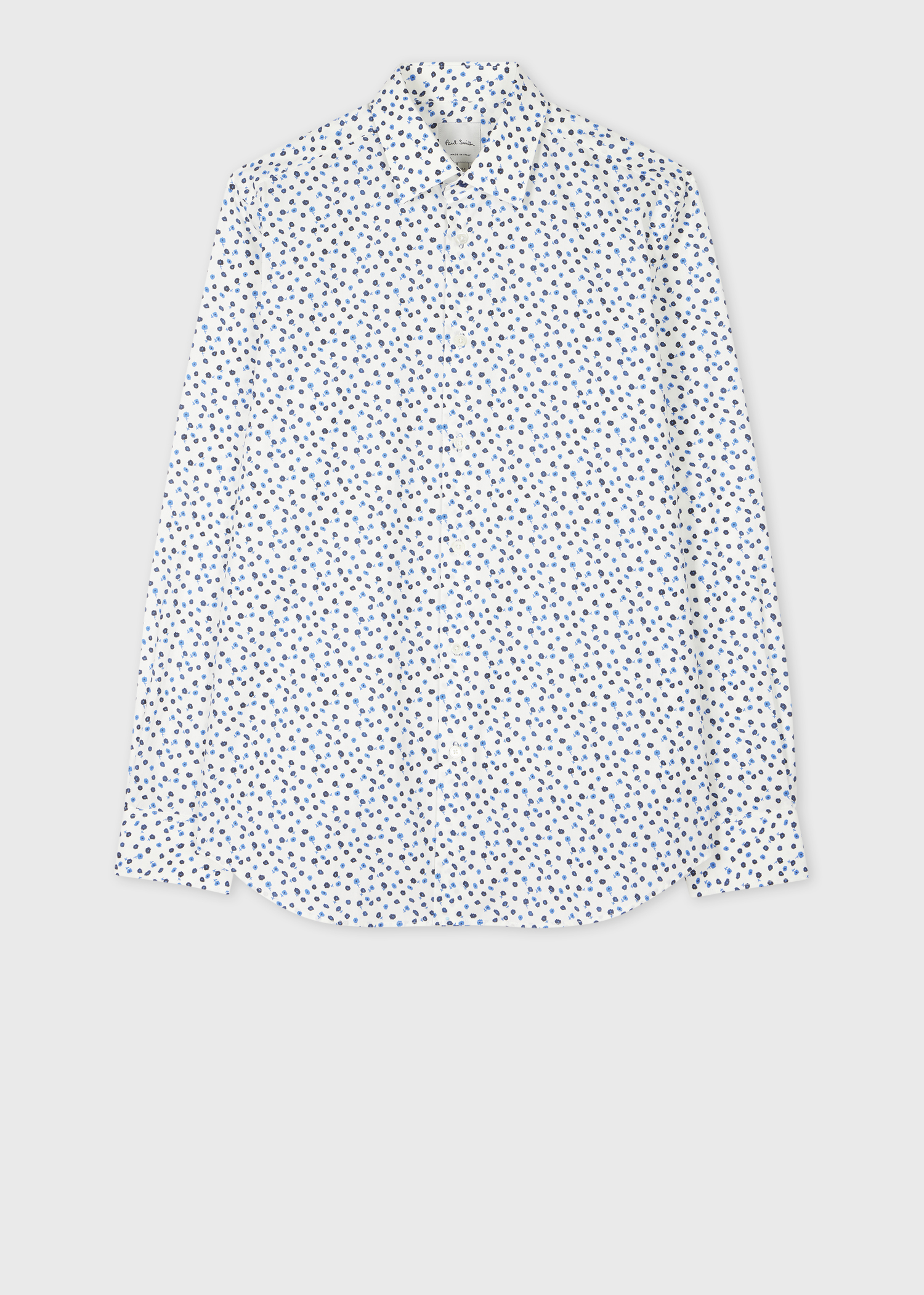 Tailored-Fit White 'Small Floral' Print Shirt