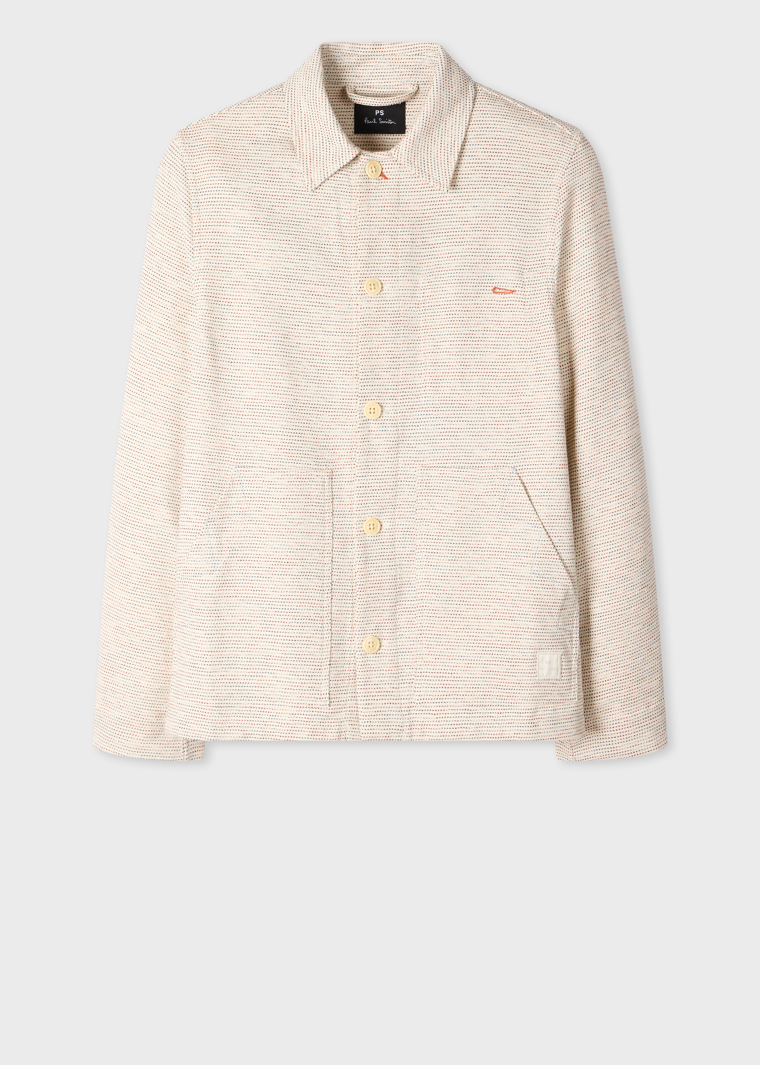 Ecru Multi-Textured Cotton Work Jacket
