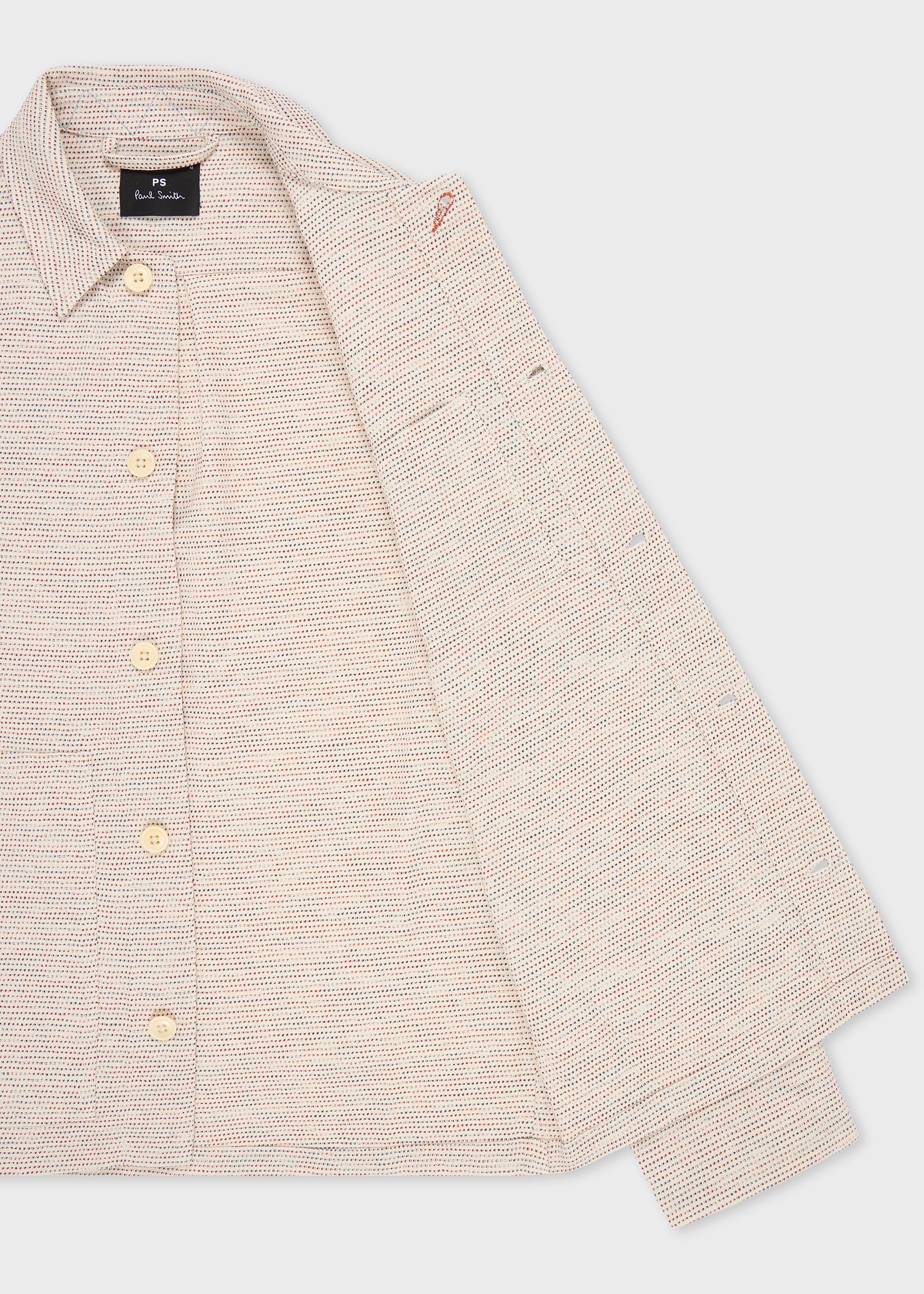 Ecru Multi-Textured Cotton Work Jacket