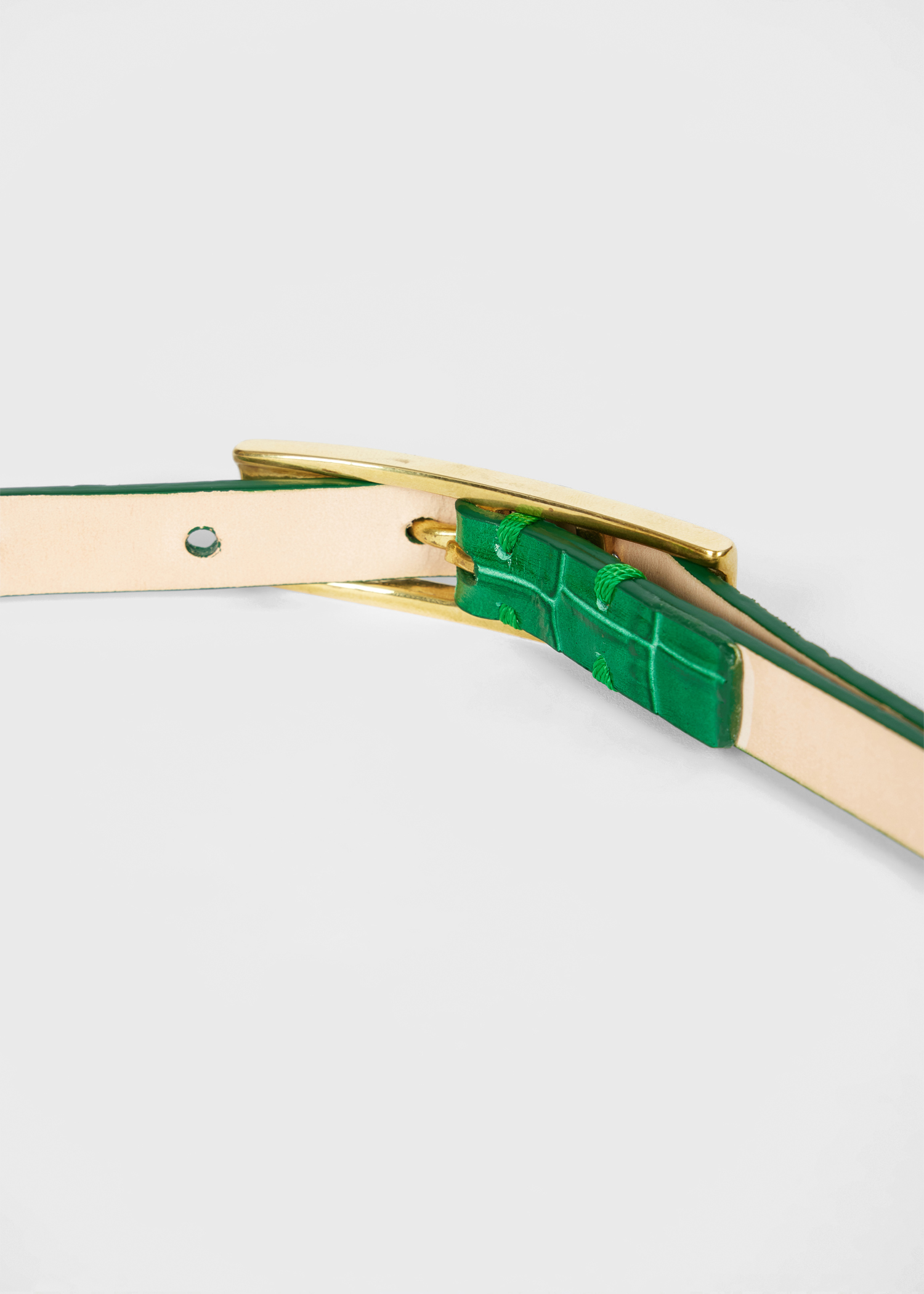 Women's Green Leather Croc Belt