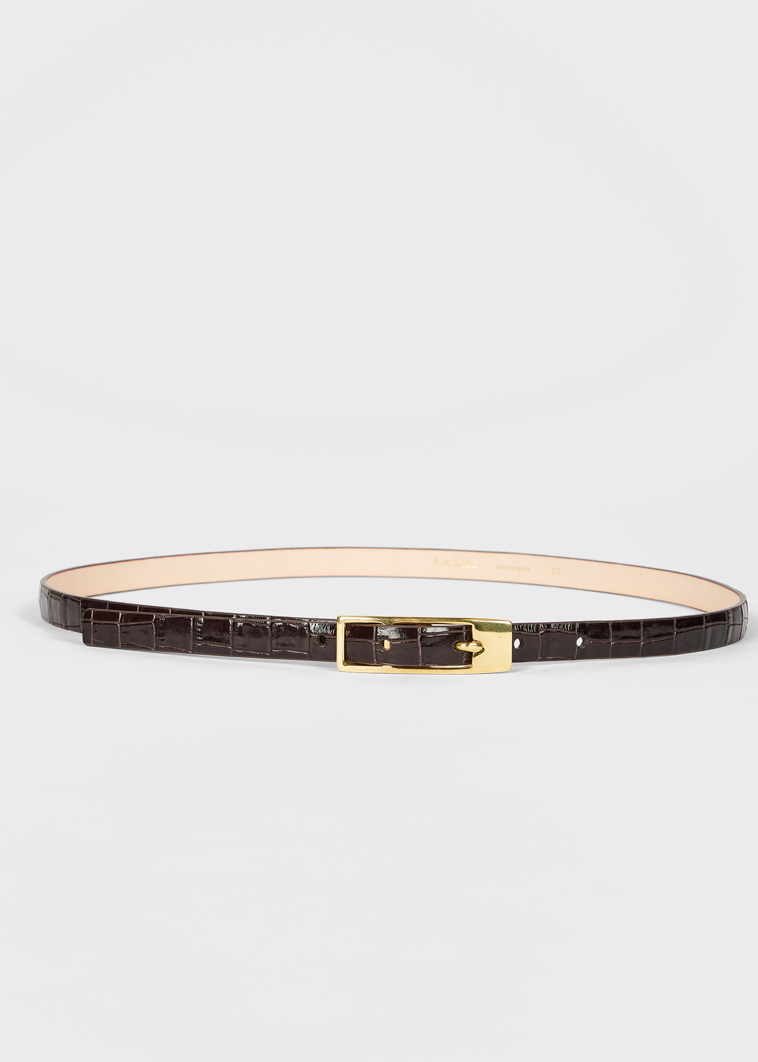 Women's Brown Leather Croc Belt Paul Smith