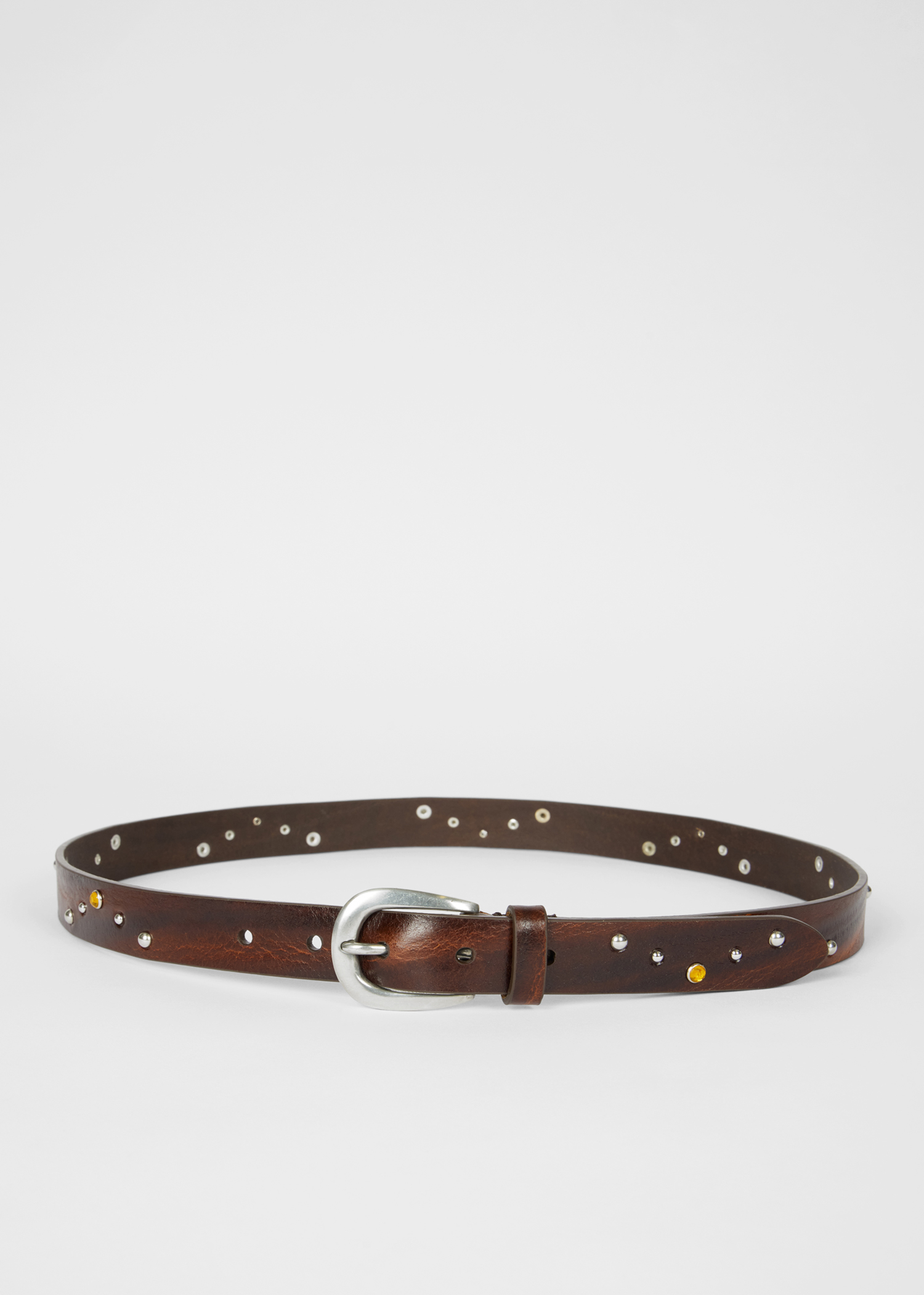 Brown Leather Studded Belt