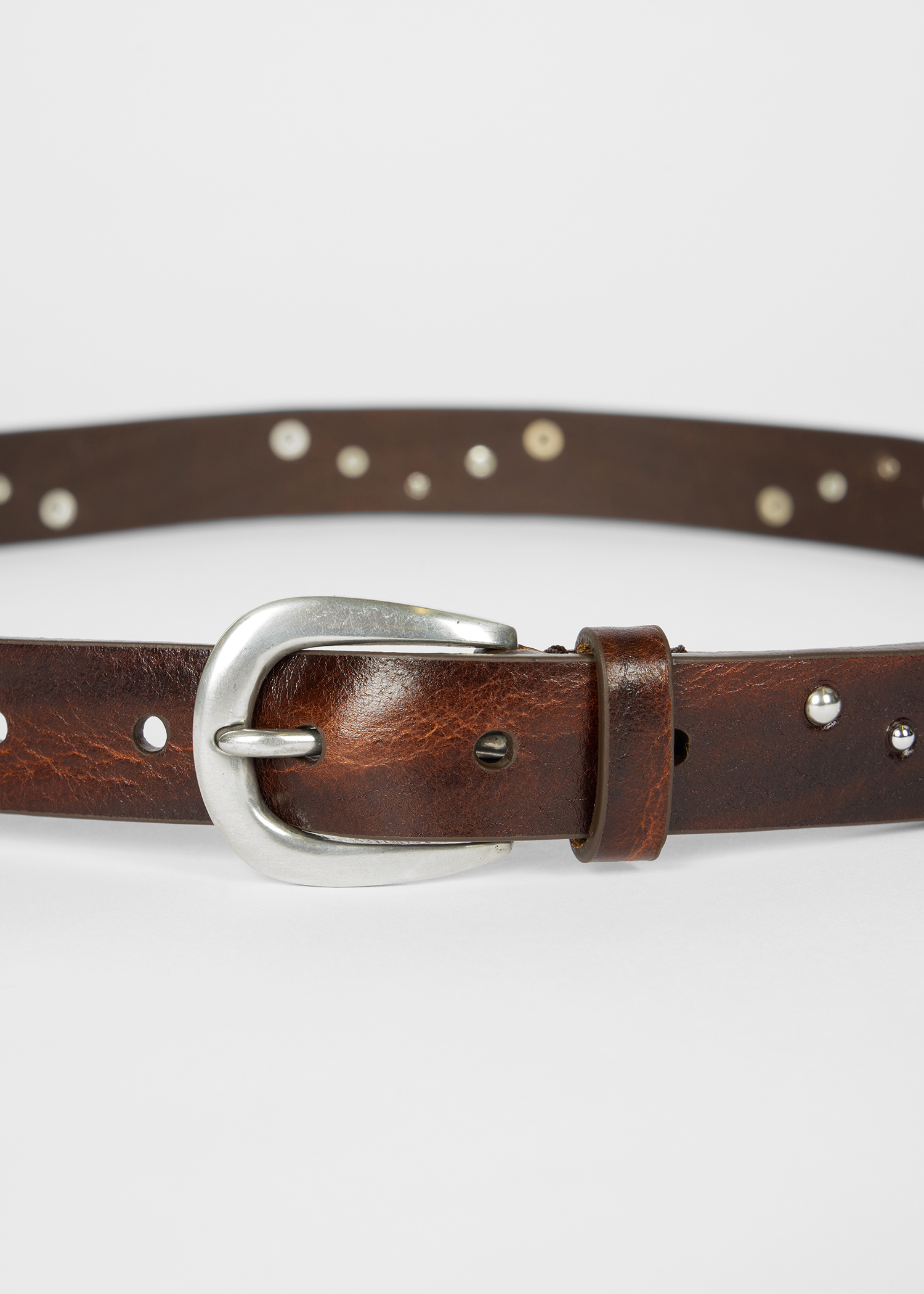 Brown Leather Studded Belt
