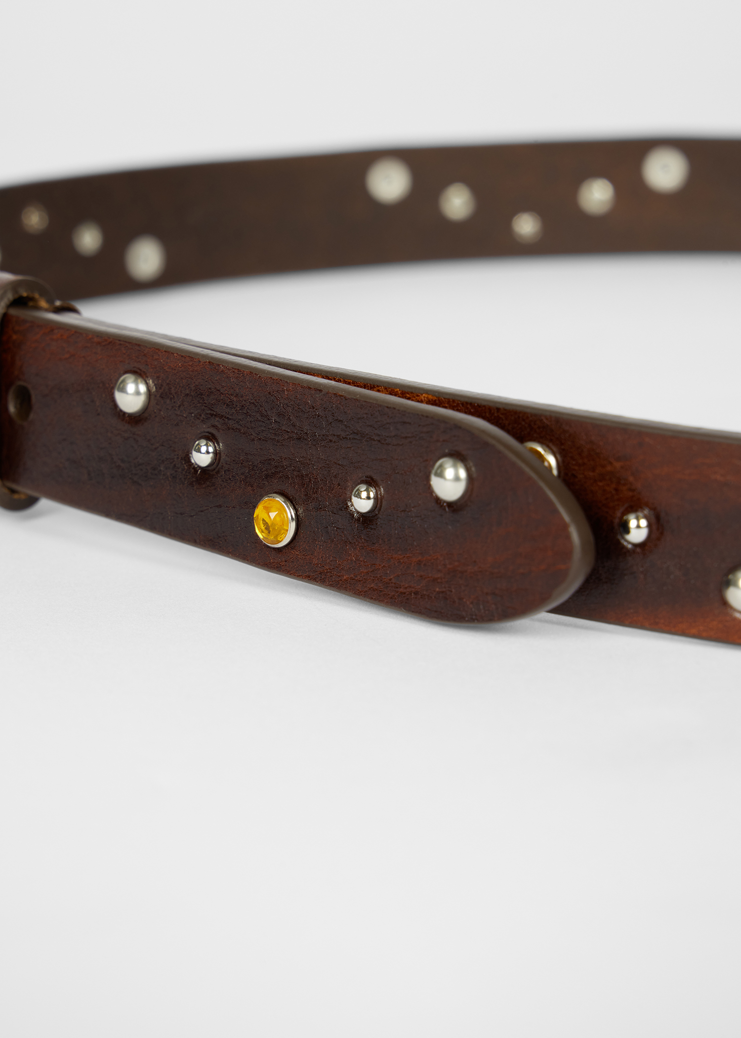 Brown Leather Studded Belt